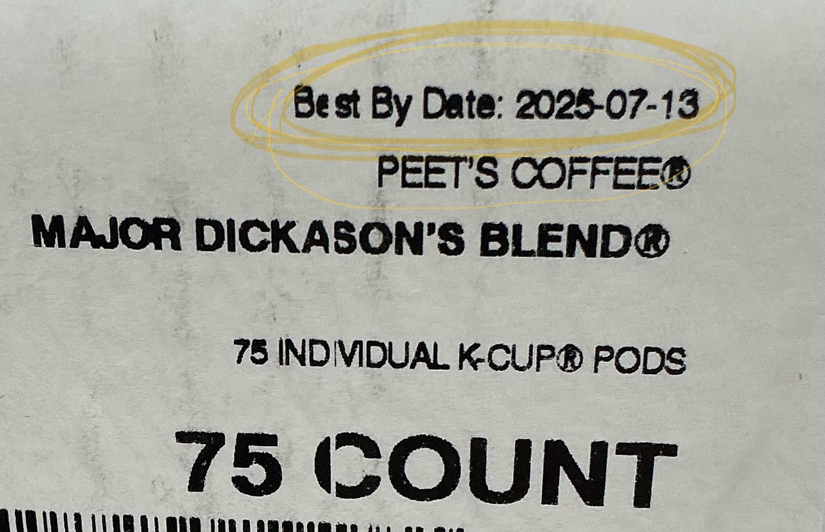 Peet's Coffee, Dark Roast Keurig K-Cup Pods - Major Dickason's Blend 75 Count (1 Box of 75 Pods) Customer Review Peet's Coffee, Dark Roast Keurig K-Cup Pods - Major Dickason's Blend 75 Count (1 Box of 75 Pods) - Customer Photo 1