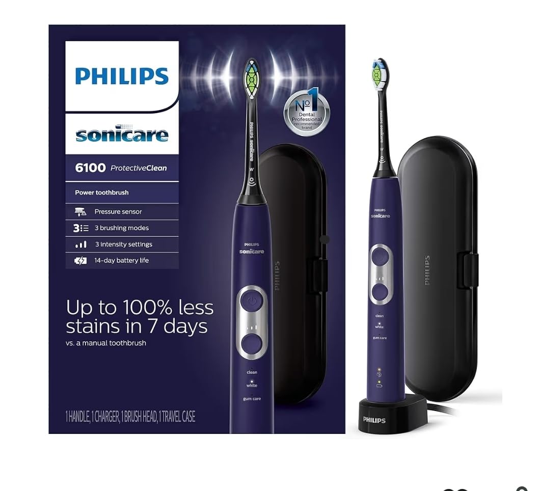 PHILIPS Sonicare ProtectiveClean 6100 Rechargeable Electric Toothbrush, with Pressure Sensor, 3 Cleaning Modes, SmarTimer and QuadPacer, 14-Day Battery Life, Travel Case, White, Model HX6877/21 Customer Review PHILIPS Sonicare ProtectiveClean 6100 Rechargeable Electric Toothbrush, with Pressure Sensor, 3 Cleaning Modes, SmarTimer and QuadPacer, 14-Day Battery Life, Travel Case, White, Model HX6877/21 - Customer Photo 1