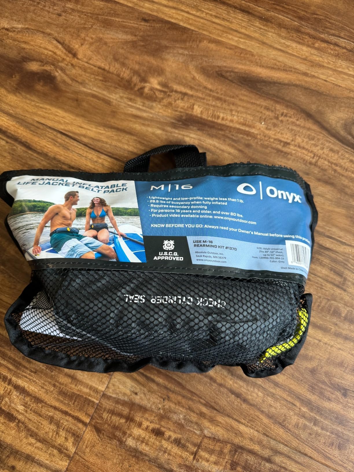 Onyx M-16 Manual Inflatable Belt Pack, U.S. Coast Guard Approved, Low Profile, Compact Design, Approved for users 16 years and older; and over 80 pounds Customer Review Onyx M-16 Manual Inflatable Belt Pack, U.S. Coast Guard Approved, Low Profile, Compact Design, Approved for users 16 years and older; and over 80 pounds - Customer Photo 2