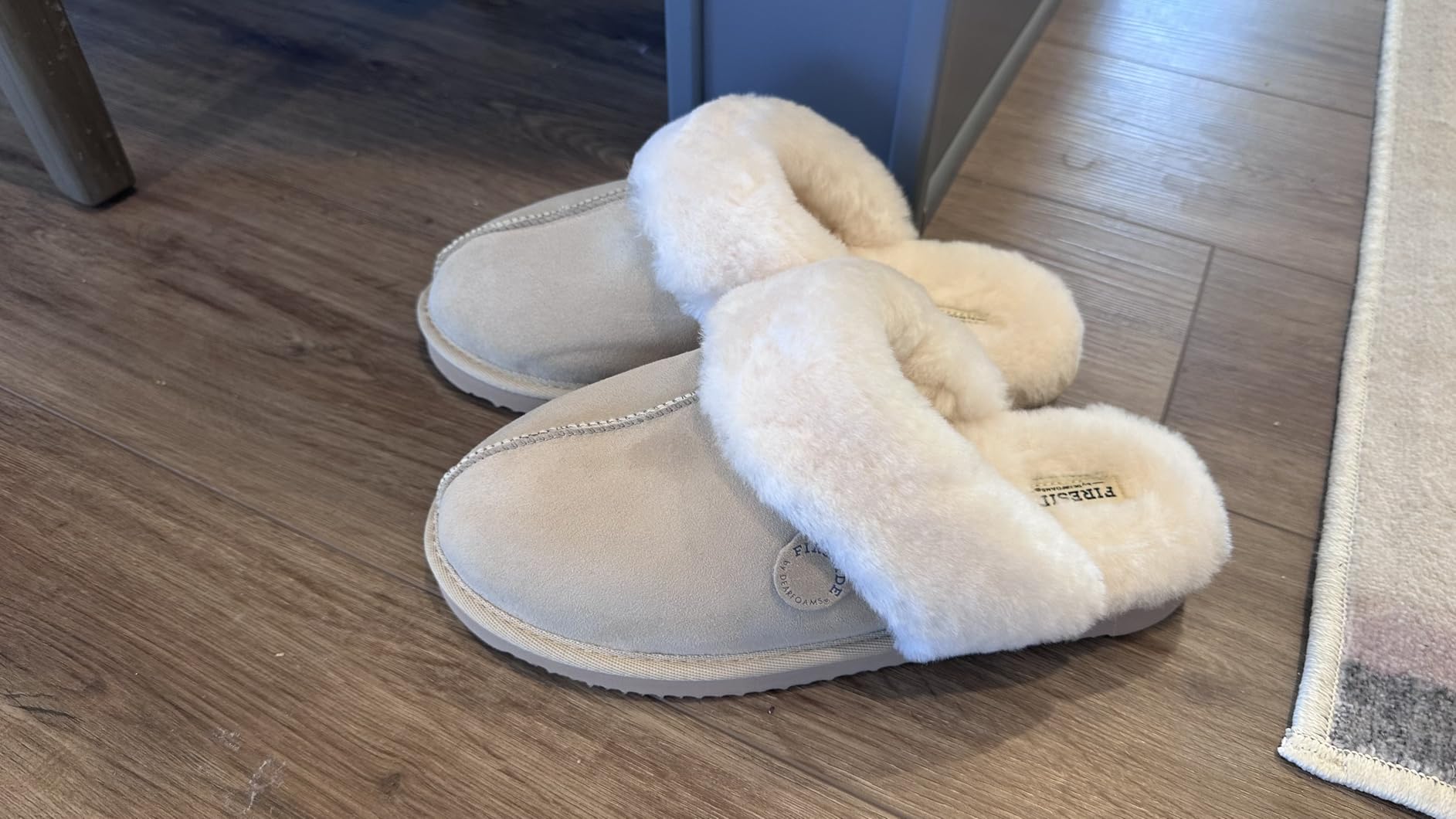 Fireside By Dearfoams Women's Sydney Slippers, Genuine Shearling Suede Scuffs, Memory Foam Slip-in House Shoes Customer Review Fireside By Dearfoams Women's Sydney Slippers, Genuine Shearling Suede Scuffs, Memory Foam Slip-in House Shoes - Customer Photo 3