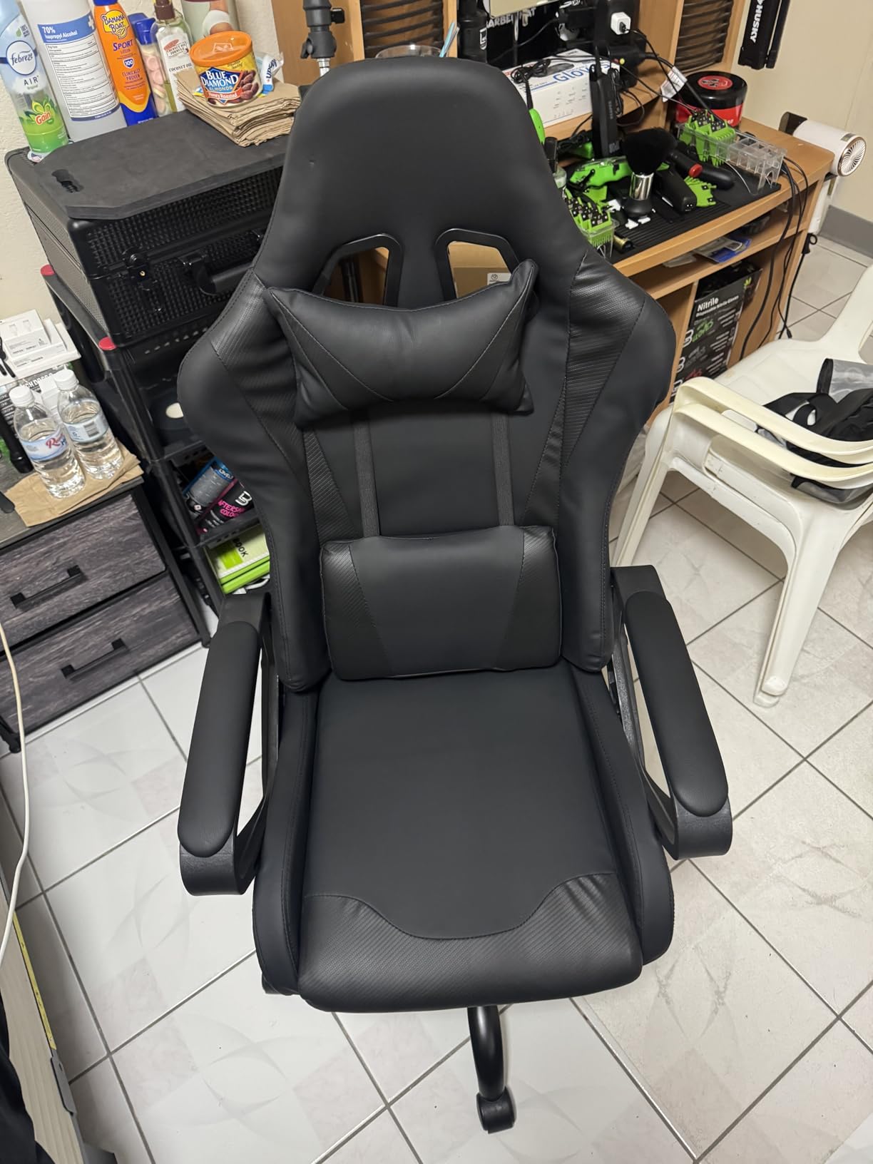 BestOffice High-Back Gaming Chair PC Office Chair Computer Racing Chair PU Desk Task Chair Ergonomic Executive Swivel Rolling Chair with Lumbar Support for Back Pain Women, Men,White - Customer Photo 1