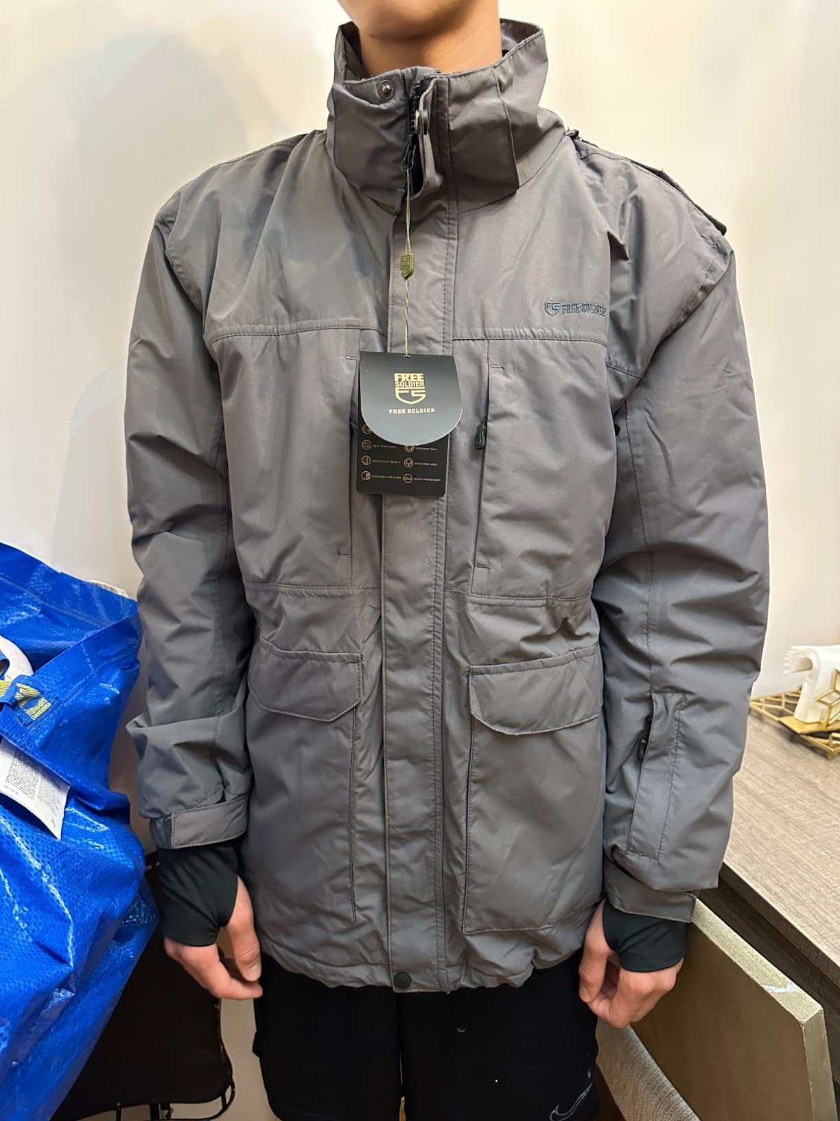 FREE SOLDIER Men's Waterproof Ski Jacket Fleece Lined Warm Winter Snow Coat with Hood Fully Taped Seams - Customer Photo 5