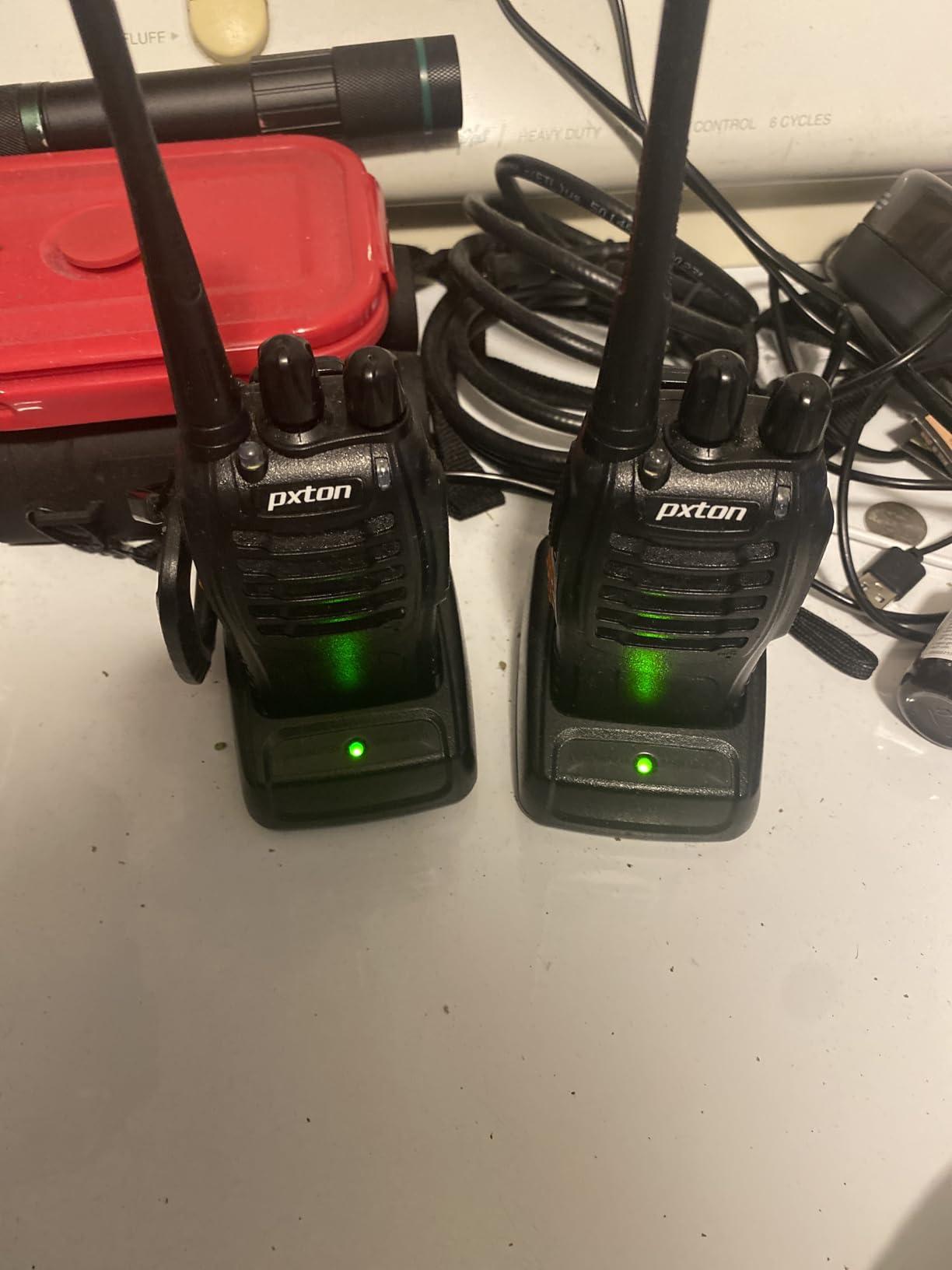 pxton Walkie Talkies Rechargeable Long Range Two-Way Radios with Earpieces,2-Way Radios UHF Handheld Transceiver Walky Talky with Flashlight Li-ion Battery and Charger(2 Pack) Customer Review pxton Walkie Talkies Rechargeable Long Range Two-Way Radios with Earpieces,2-Way Radios UHF Handheld Transceiver Walky Talky with Flashlight Li-ion Battery and Charger(2 Pack) - Customer Photo 3