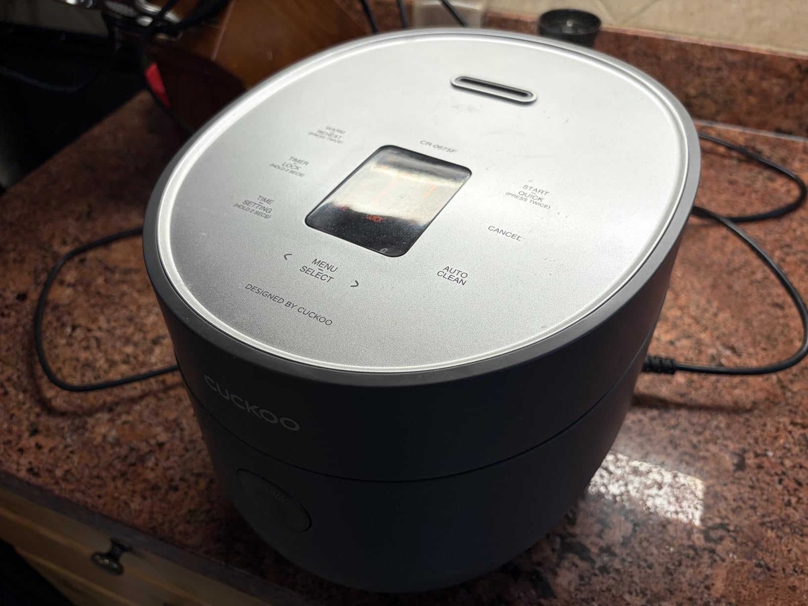 CUCKOO Micom Rice Cooker 6-Cup Uncooked / 12-Cup Cooked with Nonstick Inner Pot, Versatile Rice Maker with 9 Menu Options, Fuzzy Logic Technology, Auto Clean, Quick Rice Mode, White (CR-0675FW) Customer Review CUCKOO Micom Rice Cooker 6-Cup Uncooked / 12-Cup Cooked with Nonstick Inner Pot, Versatile Rice Maker with 9 Menu Options, Fuzzy Logic Technology, Auto Clean, Quick Rice Mode, White (CR-0675FW) - Customer Photo 1