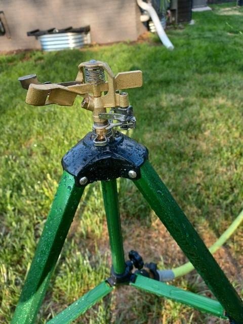 Biswing Impact Sprinkler Head on Tripod Base, Heavy Duty Lawn Sprinklers, 360 Degree Large Area Irrigation, Brass Sprinkler Nozzle & Solid Alloy Metal Extension Legs Flip Locks, 2 Pack Customer Review Biswing Impact Sprinkler Head on Tripod Base, Heavy Duty Lawn Sprinklers, 360 Degree Large Area Irrigation, Brass Sprinkler Nozzle & Solid Alloy Metal Extension Legs Flip Locks, 2 Pack - Customer Photo 2
