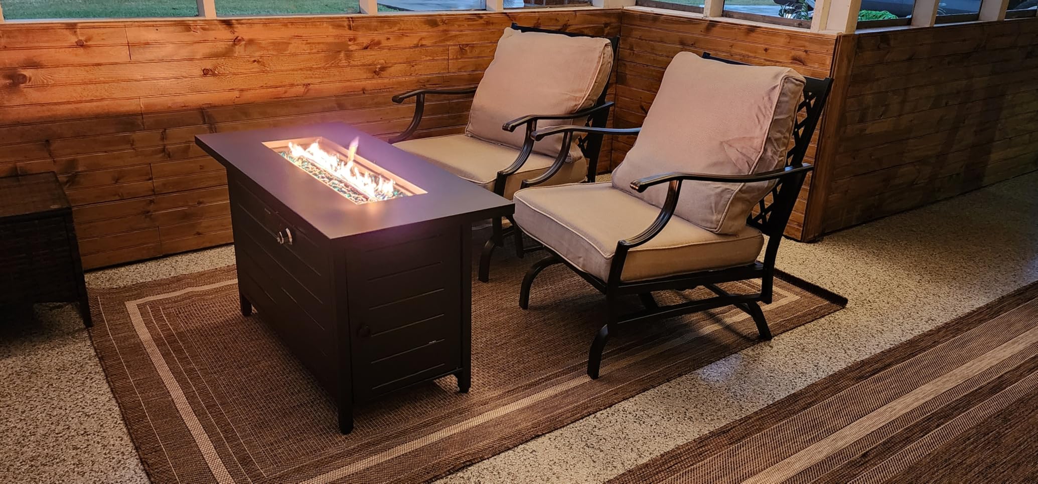 Ciays 42 Inch Gas Fire Pit Table, 60,000 BTU Propane Fire Pits for Outside with Steel Lid and Lava Rock, 2 in 1 Fire Pit Table Gatherings Parties on Patio Deck Garden, CSA-Listed, Black,CIFPT5B Customer Review Ciays 42 Inch Gas Fire Pit Table, 60,000 BTU Propane Fire Pits for Outside with Steel Lid and Lava Rock, 2 in 1 Fire Pit Table Gatherings Parties on Patio Deck Garden, CSA-Listed, Black,CIFPT5B - Customer Photo 1