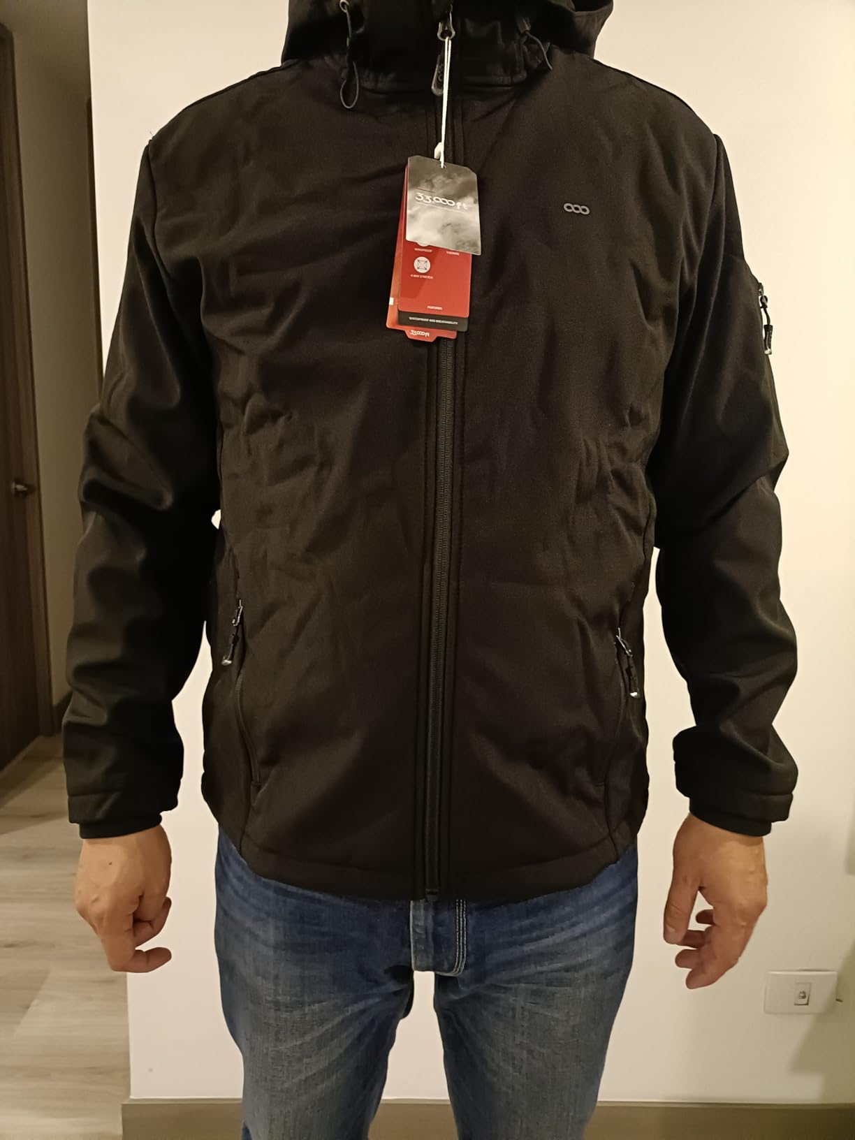 Men's Hooded Softshell Jacket Waterproof Lightweight Insulated Windbreaker Fleece Lined Rain Shell Jacket Customer Review Men's Hooded Softshell Jacket Waterproof Lightweight Insulated Windbreaker Fleece Lined Rain Shell Jacket - Customer Photo 2