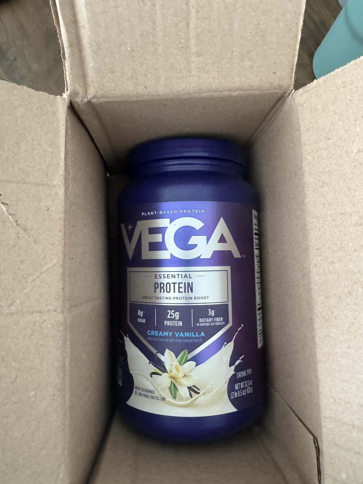 Vega Original Essential Protein - 25g Plant-Based Protein, Creamy Vanilla, 20 Servings, Vegan Non-GMO Drink Mix, Smoothie & Shake Ready, Gluten Free, Dairy Free, 32.5oz (Packaging May Vary) - Customer Photo 1