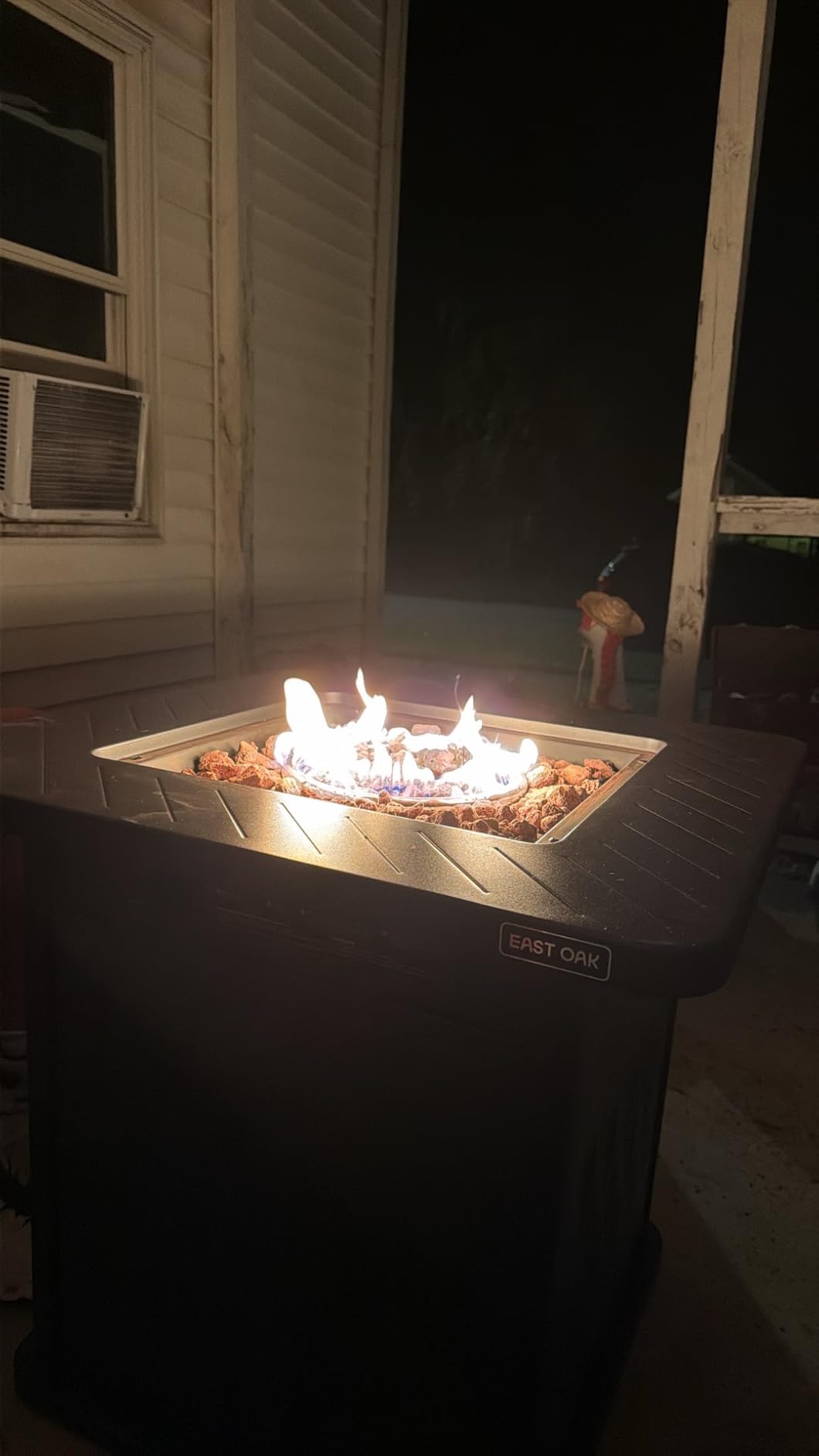 EAST OAK 32'' Propane Fire Pit Table, 50,000 BTU Steel Gas FirePit for Outdoor, Outside Patio Deck and Garden, CSA Certified Fire Table with Magnetic Lid, Cover-Storage Basket and Lava Rock , Brown Customer Review EAST OAK 32'' Propane Fire Pit Table, 50,000 BTU Steel Gas FirePit for Outdoor, Outside Patio Deck and Garden, CSA Certified Fire Table with Magnetic Lid, Cover-Storage Basket and Lava Rock , Brown - Customer Photo 1