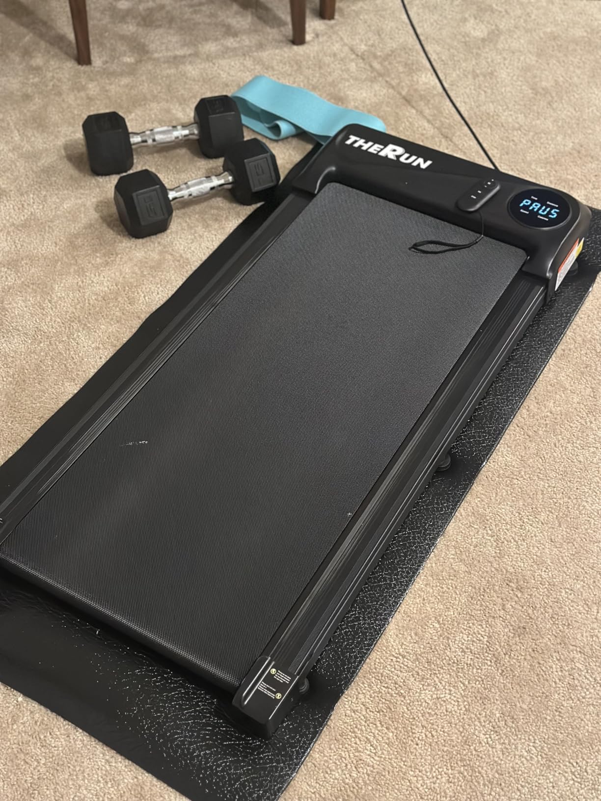 THERUN Walking Pad Treadmill Under Desk, Portable Mini Treadmill for Home/Office, Walking Pad Machine with 2.5HP and 265 lbs Weight Capacity Remote Control LED Display - Customer Photo 1