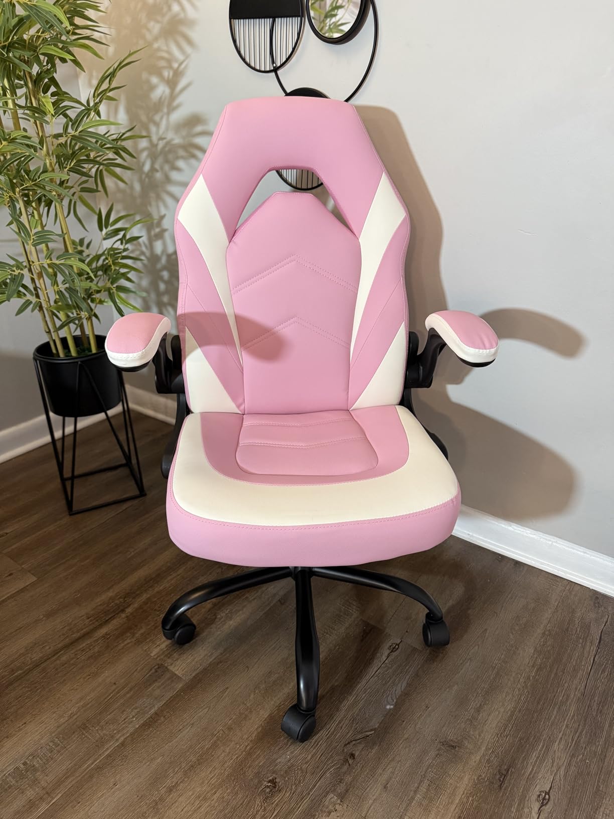 OLIXIS Computer Gaming Desk Chair - Big and Tall Ergonomic Comfy Lumbar Support with Flip-up Armrest and 360° Swivel Wheels, PU Leather Height Adjustable, for Home and Office, Red - Customer Photo 1