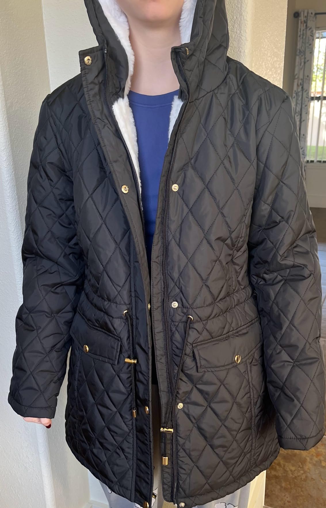 Jones NY Diamond-Quilted Jacket Anorak with Fur Lining - Winter Coats for Women, Black Customer Review Jones NY Diamond-Quilted Jacket Anorak with Fur Lining - Winter Coats for Women, Black - Customer Photo 5