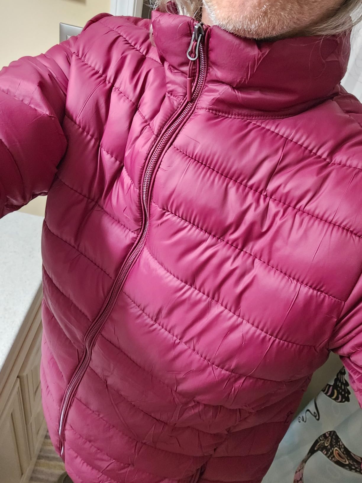 Zoofly Down Jacket for Men Cool Winter Coat Warm Thin Waterproof Travel Casual Puffy Ski Snow Puffer Jackets No Hood White L - Customer Photo 1