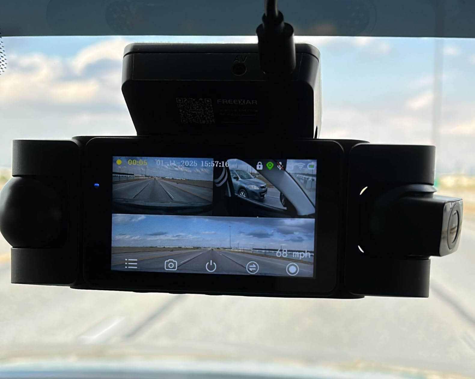 FREEXAR 4K 360° Dash Cam, 4-Channel Dash Camera for Cars, Full Coverage Front Rear Left Right Inside with GPS, 5.8GHz Wi-Fi & App, Night Vision, Voice Control, 24H Parking Mode, 128GB Card Included Customer Review FREEXAR 4K 360° Dash Cam, 4-Channel Dash Camera for Cars, Full Coverage Front Rear Left Right Inside with GPS, 5.8GHz Wi-Fi & App, Night Vision, Voice Control, 24H Parking Mode, 128GB Card Included - Customer Photo 3