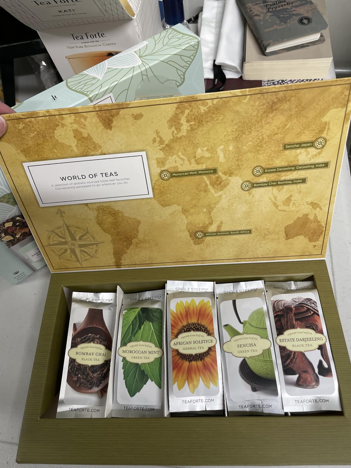 Tea Forte Classic Assortment Single Steeps Loose Leaf Premium Tea Gift Set Sampler, 28 Count Assorted Blends Pre-Portioned Single Serve Pouches, Steeps 12 oz Customer Review Tea Forte Classic Assortment Single Steeps Loose Leaf Premium Tea Gift Set Sampler, 28 Count Assorted Blends Pre-Portioned Single Serve Pouches, Steeps 12 oz - Customer Photo 2