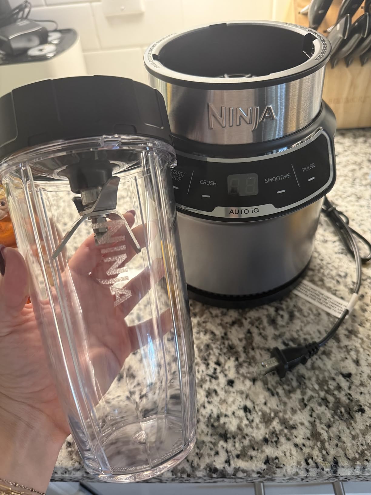 Ninja Fit Compact Personal Blender, Portable Blender for-Smoothies, Shakes, Food Prep, and Frozen Blending, 700-Watt Base, (2) 16-oz. Cups and Spout Lids, Black QB3001SS Customer Review Ninja Fit Compact Personal Blender, Portable Blender for-Smoothies, Shakes, Food Prep, and Frozen Blending, 700-Watt Base, (2) 16-oz. Cups and Spout Lids, Black QB3001SS - Customer Photo 1