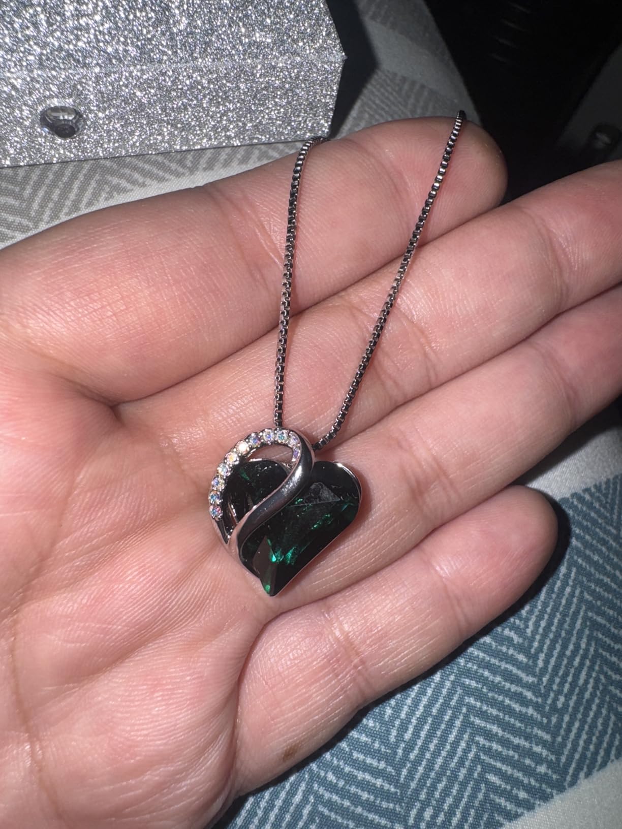 Leafael Necklaces for Women, Infinity Love Birthstone Heart Crystal Pendant, Birthday Jewelry Gifts for Her, Mom, and Wife, Silver Plated, 18 plus 2 inch Adjustable Chain - Customer Photo 1