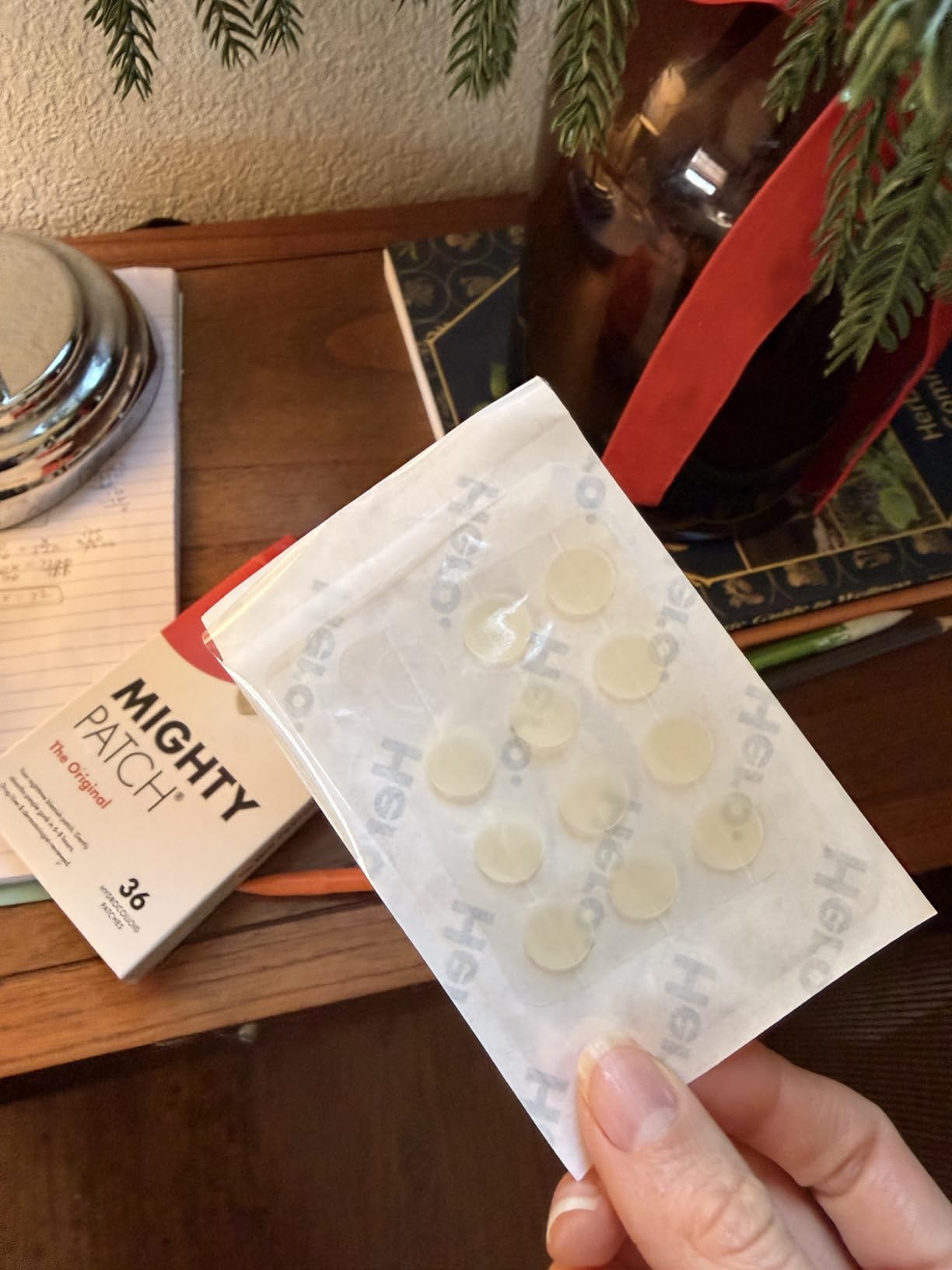Mighty Patch™ Original patch from Hero Cosmetics – The #1 Hydrocolloid Acne Pimple Patch for Shrinking Zits and Whiteheads in 1 use; Nighttime Spot Stickers for Face and Skin (36 Count) Customer Review Mighty Patch™ Original patch from Hero Cosmetics – The #1 Hydrocolloid Acne Pimple Patch for Shrinking Zits and Whiteheads in 1 use; Nighttime Spot Stickers for Face and Skin (36 Count) - Customer Photo 2