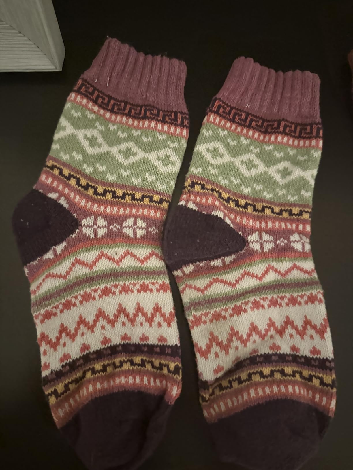 YZKKE 5Pack Womens Vintage Winter Soft Warm Thick Cold Knit Wool Crew Socks, Multicolor, free size - Customer Photo 1