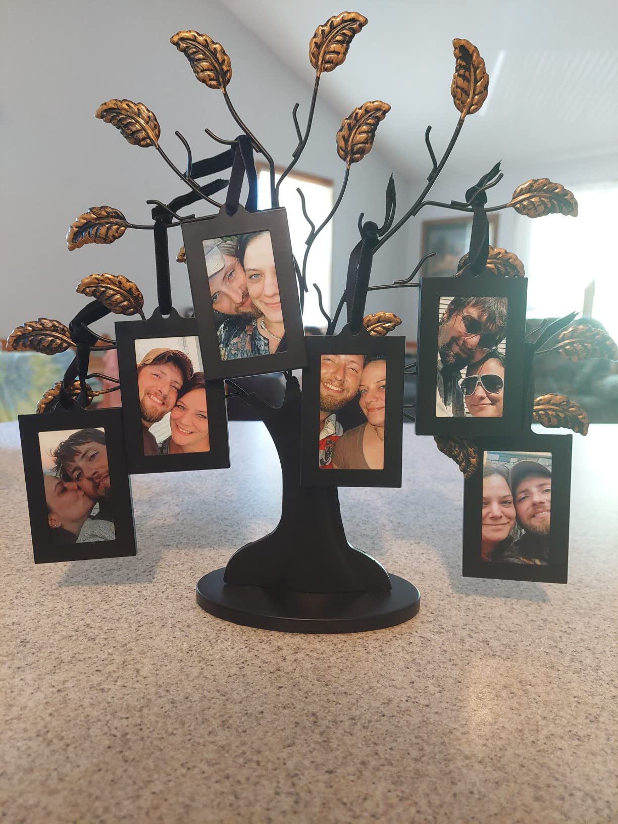 Americanflat Family Tree Picture Frame - Includes 6 Hanging 2x3 Picture Frames - Adjustable Ribbon Tassels - Ideal as Mother's Day Gifts, Birthday Gifts, or Christmas Decor - Black and Bronze - Customer Photo 1