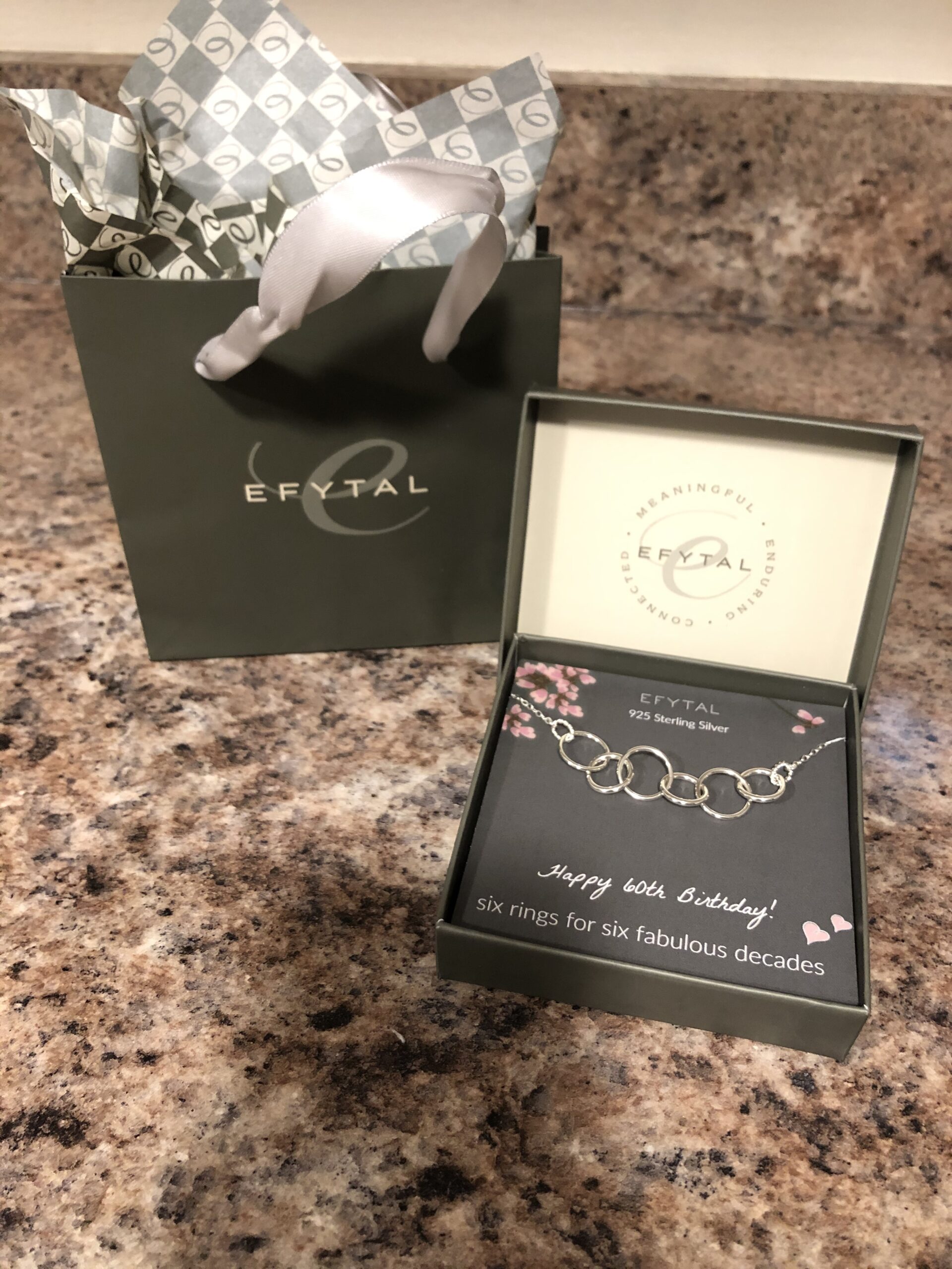 EFYTAL 60th Birthday Gifts for Women, 925 Sterling Silver Six Circle Necklace, Cool 60th Birthday Gifts, 60 Year Old Woman - Customer Photo 2