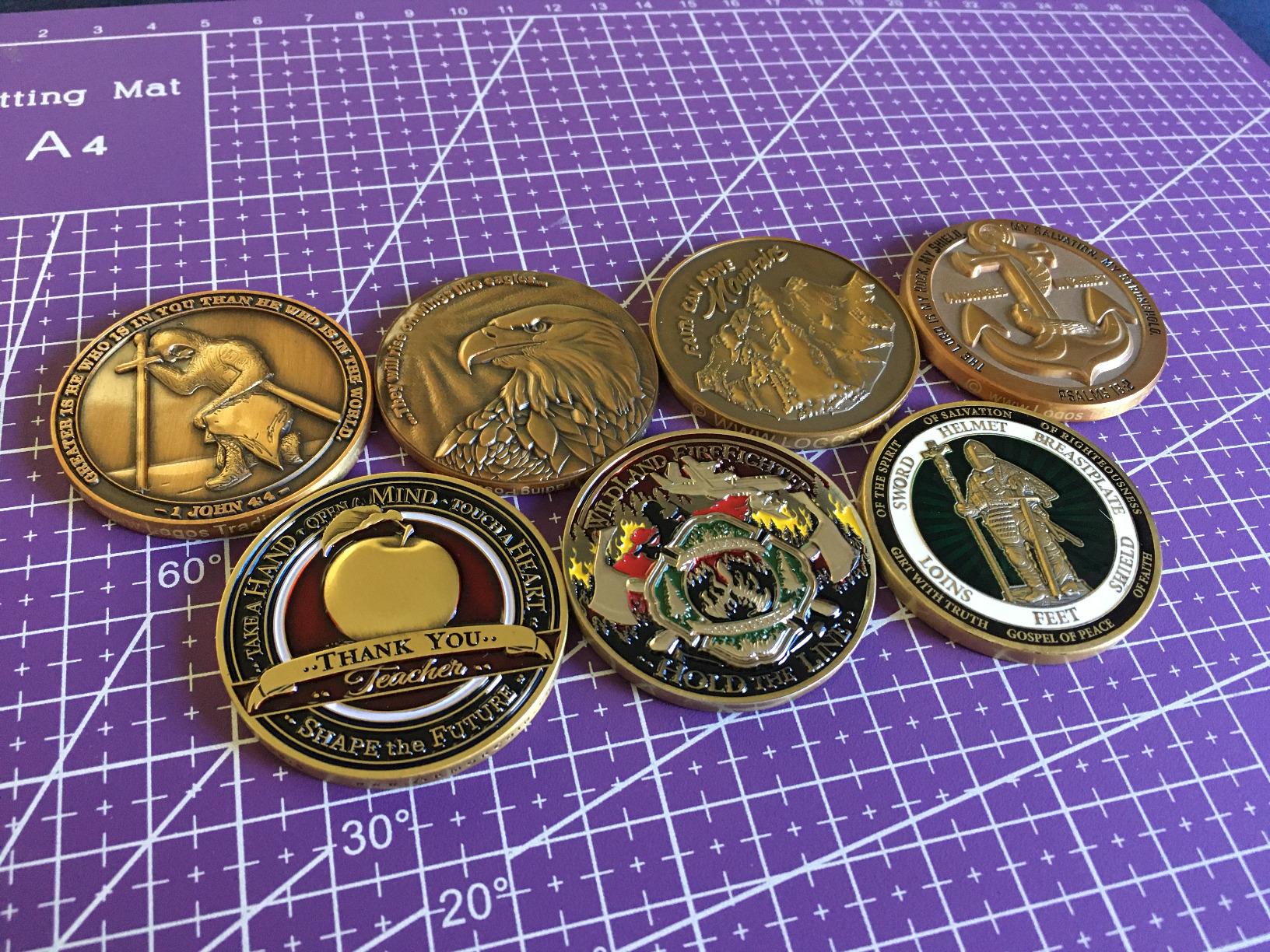 Christian Eagle Challenge Coin, Antique Gold-Color Plated, American Bald Eagle & Isaiah 40:31 - Customer Photo 4