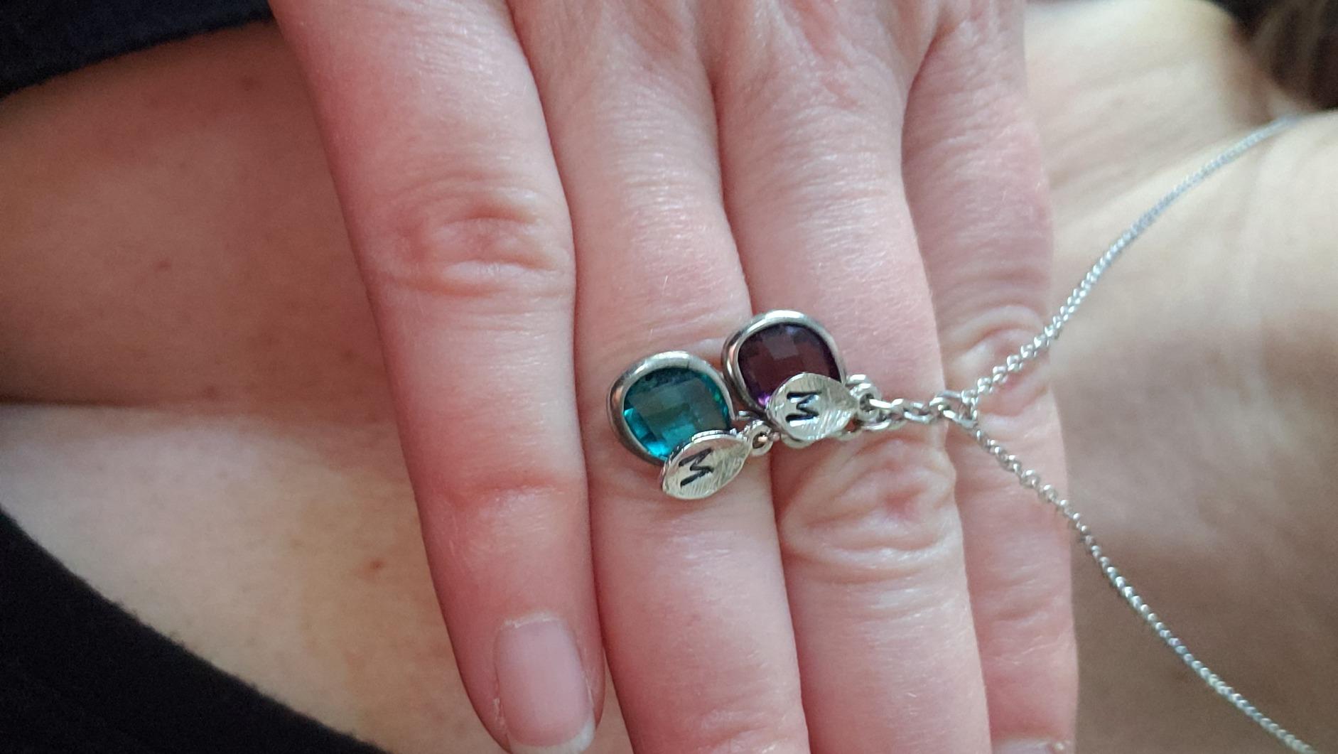 MignonandMignon Birthstone Necklace for Grandma, Initial Necklaces for Women Personalized Jewelry for Women Birthstone Necklace, Grandkids Name Gifts for Mom Necklace Family, Unique – BSON-L-D - Customer Photo 2