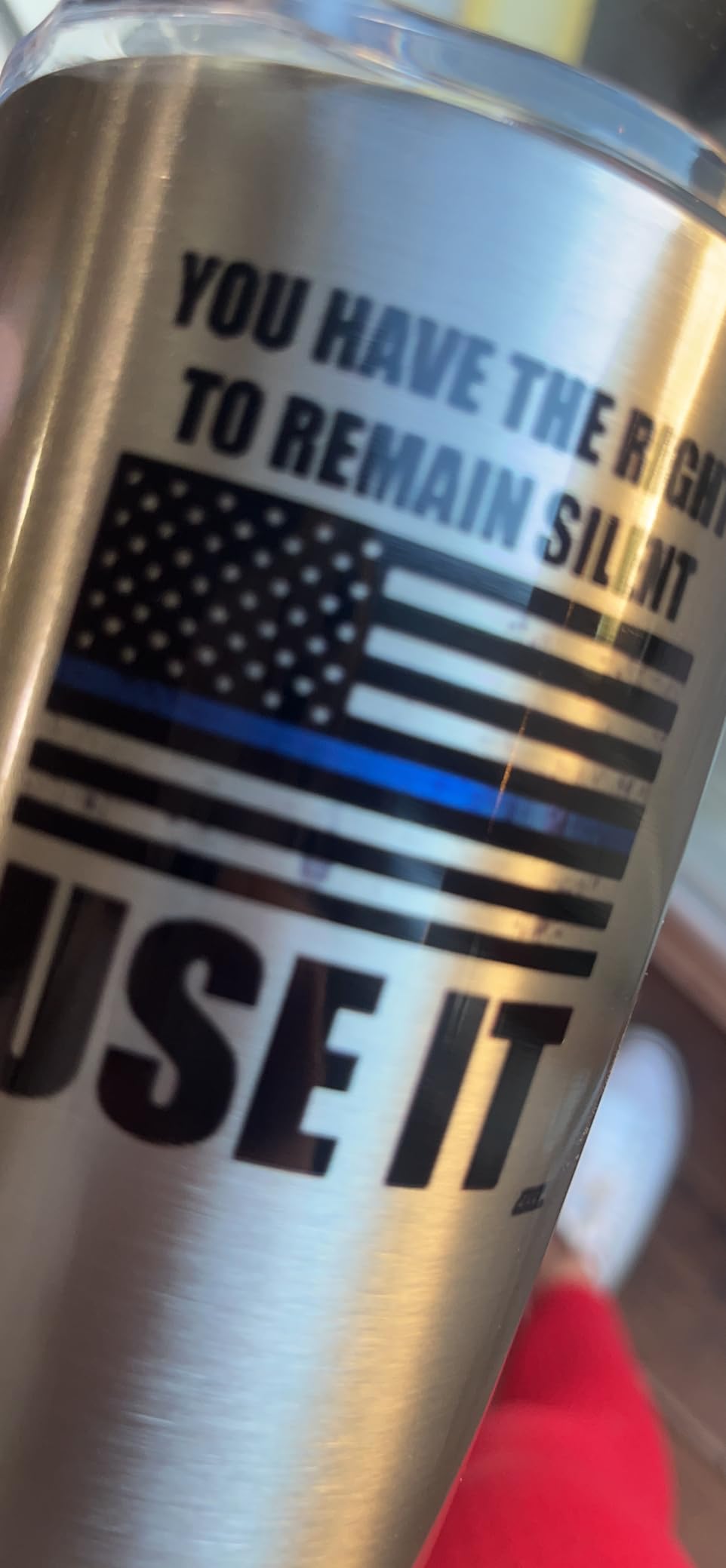 Rogue River Tactical Funny Police Officer 20 Oz. Travel Tumbler Mug Cup w/Lid Vacuum Insulated Remain Silent Thin Blue Line PD Gift Customer Review Rogue River Tactical Funny Police Officer 20 Oz. Travel Tumbler Mug Cup w/Lid Vacuum Insulated Remain Silent Thin Blue Line PD Gift - Customer Photo 1