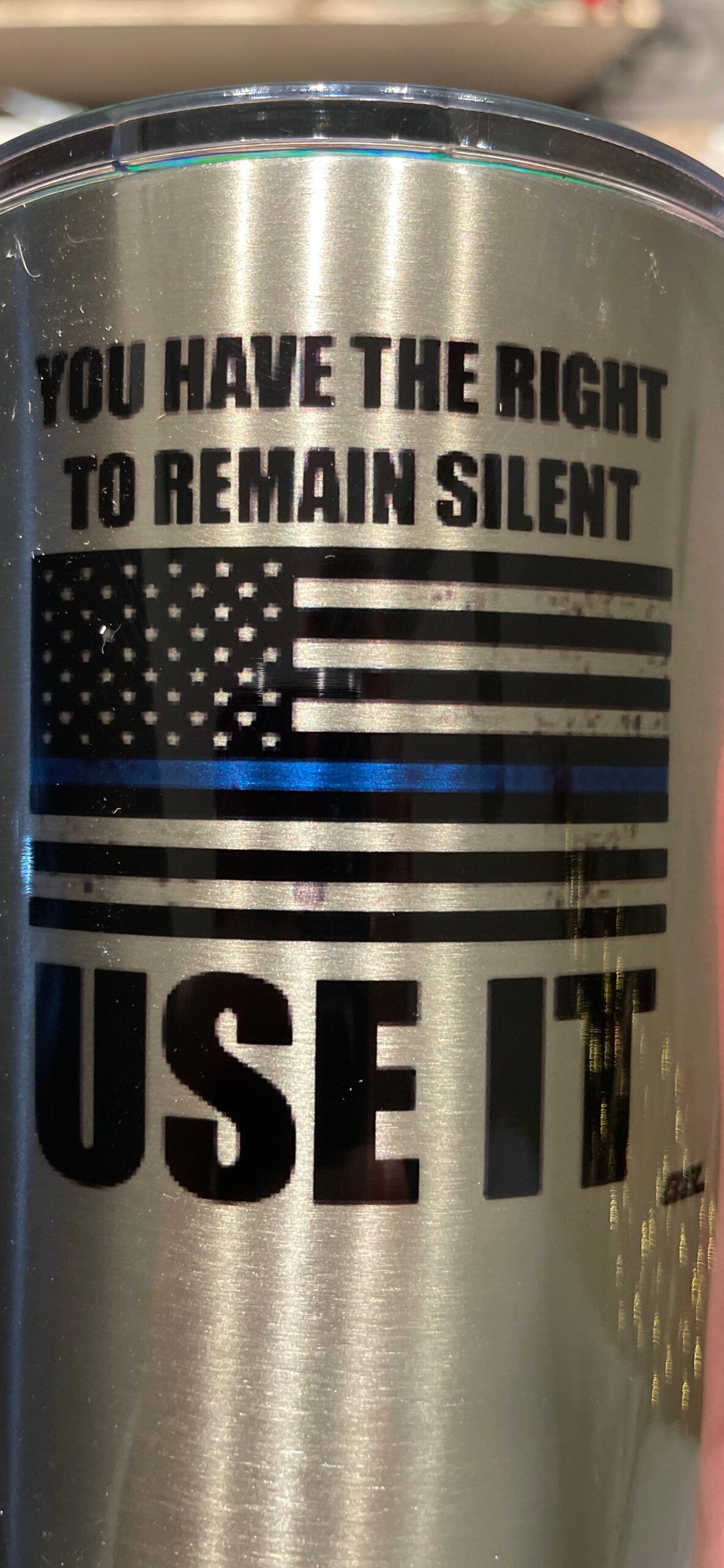 Rogue River Tactical Funny Police Officer 20 Oz. Travel Tumbler Mug Cup w/Lid Vacuum Insulated Remain Silent Thin Blue Line PD Gift Customer Review Rogue River Tactical Funny Police Officer 20 Oz. Travel Tumbler Mug Cup w/Lid Vacuum Insulated Remain Silent Thin Blue Line PD Gift - Customer Photo 2