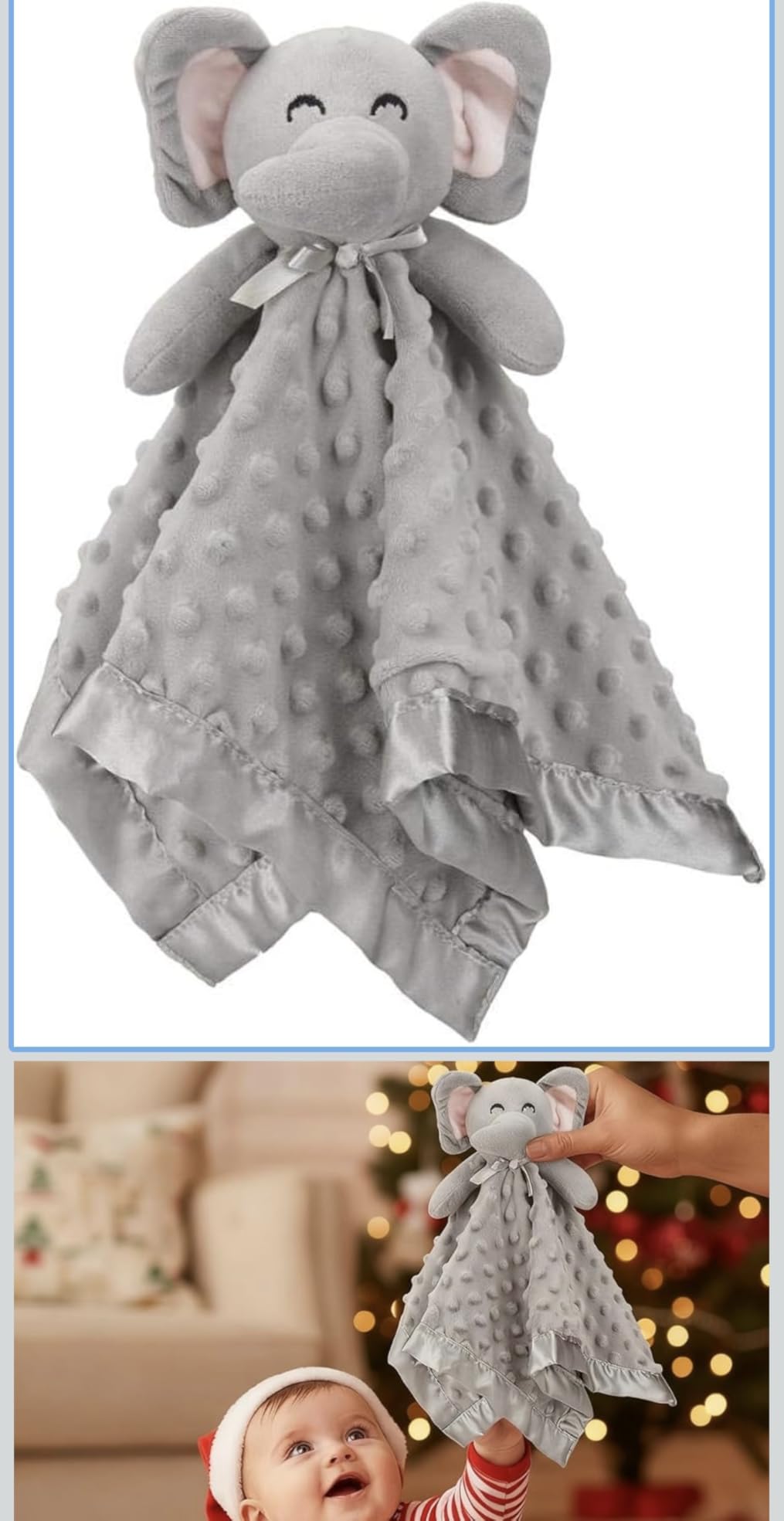 Pro Goleem Elephant Security Blanket, Soft Lovey Unisex Lovie Baby Gifts for Boys and Girls Snuggle Toy Stuffed Animal Newborn Essentials and Items Grey 16 Inch Customer Review Pro Goleem Elephant Security Blanket, Soft Lovey Unisex Lovie Baby Gifts for Boys and Girls Snuggle Toy Stuffed Animal Newborn Essentials and Items Grey 16 Inch - Customer Photo 1