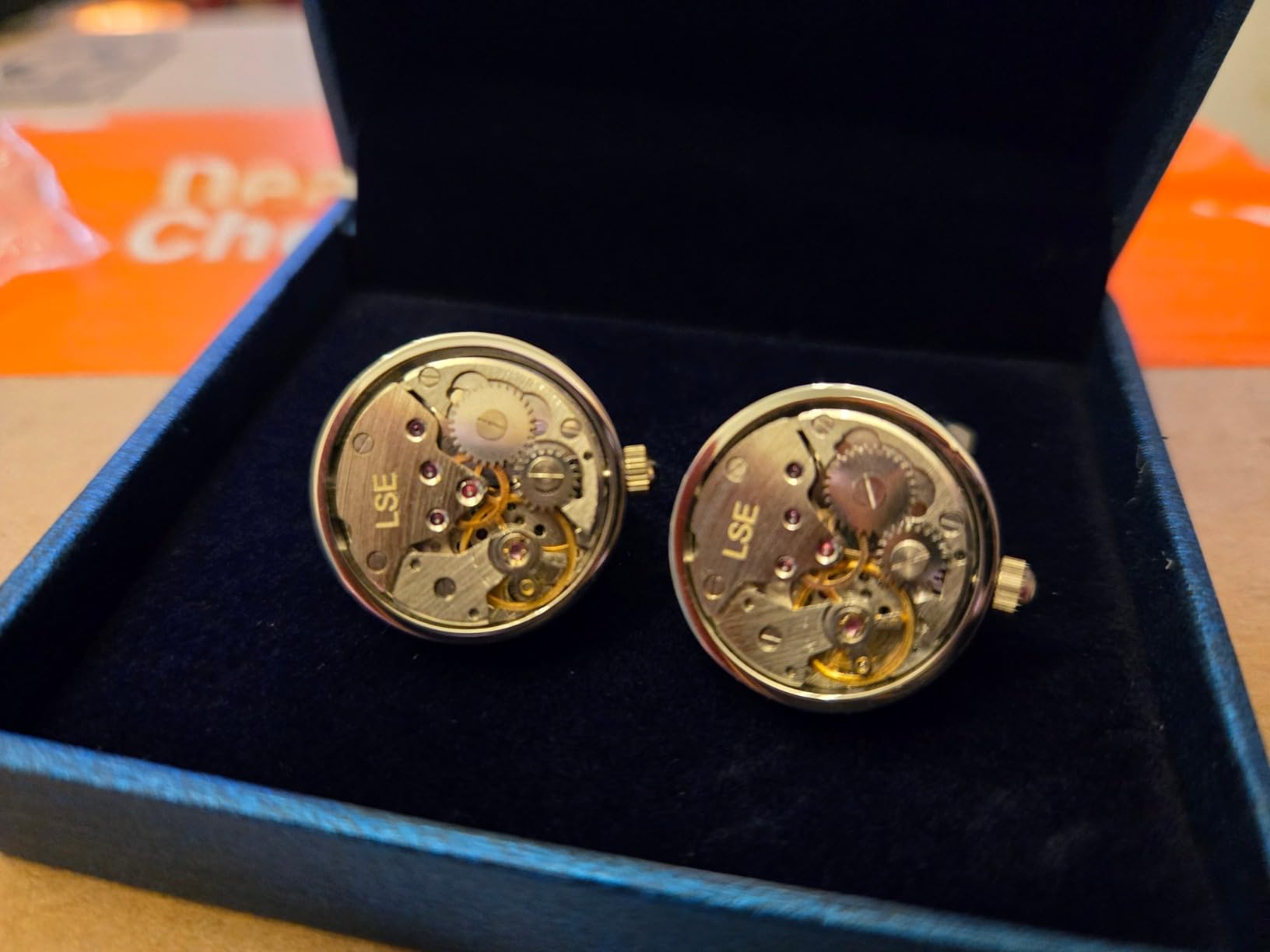 Mr.Van Men's Cufflinks - Watch Movement Design, Brass Cuff Links for Men Steampunk Gear Design - Gift Box Included Customer Review Mr.Van Men's Cufflinks - Watch Movement Design, Brass Cuff Links for Men Steampunk Gear Design - Gift Box Included - Customer Photo 1