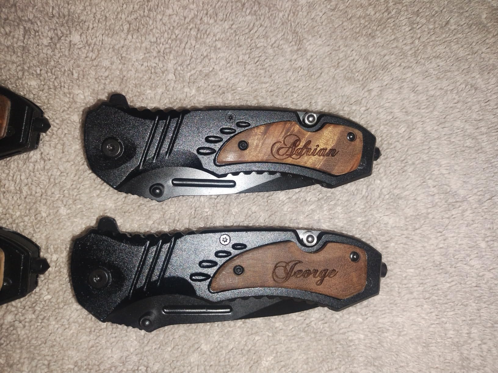 Groomsmen Pocket Knife Set of 4, Engraved, Personalized Customer Review Groomsmen Pocket Knife Set of 4, Engraved, Personalized - Customer Photo 2