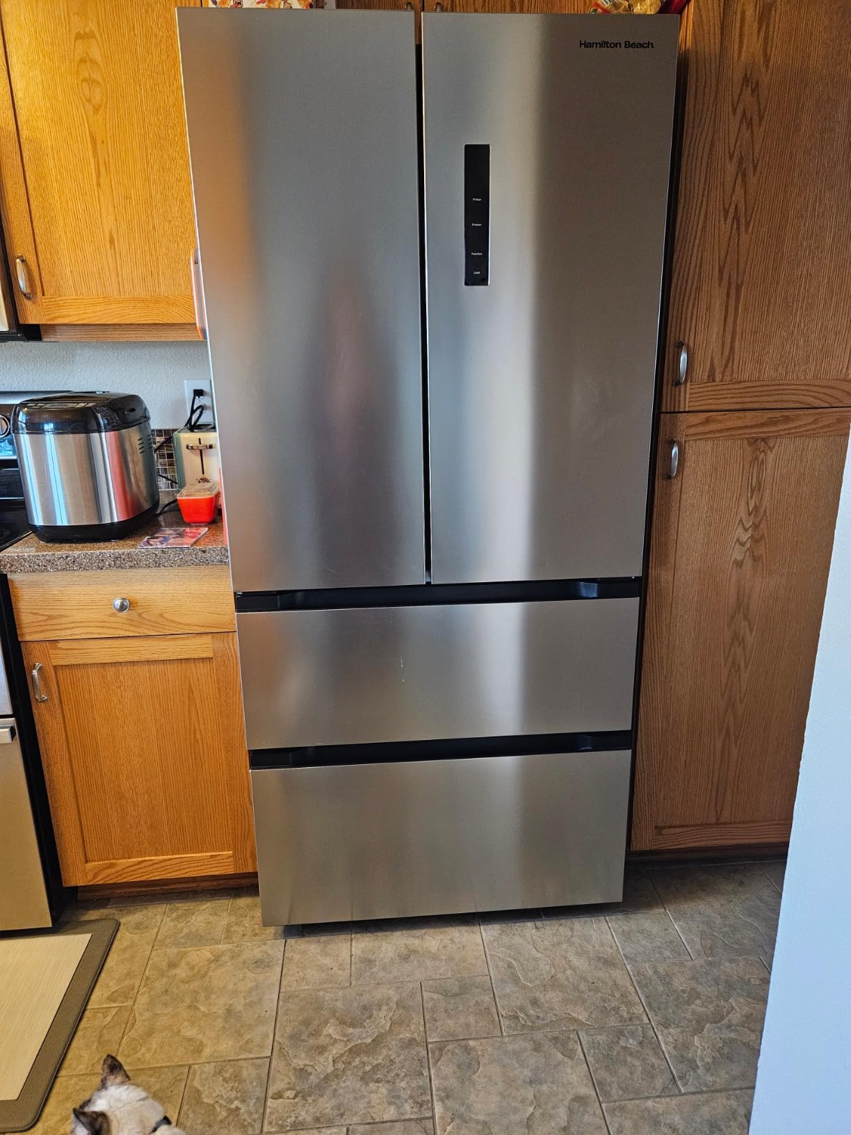 Hamilton Beach HBFR1504 Full Size Counter Depth Refrigerator with Two Freezer Drawers, 17.9 cu ft, Stainless Customer Review Hamilton Beach HBFR1504 Full Size Counter Depth Refrigerator with Two Freezer Drawers, 17.9 cu ft, Stainless - Customer Photo 001