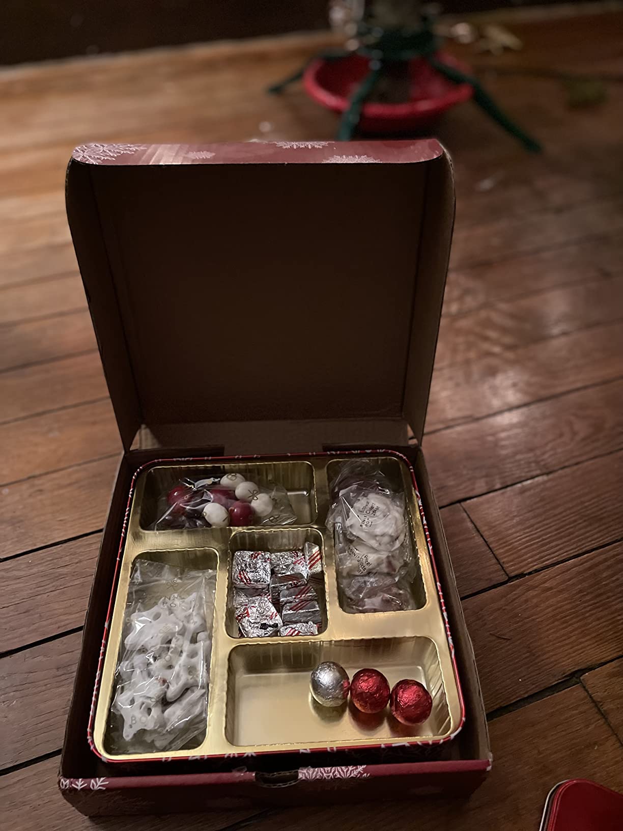 Bonnie and Pop's Holiday Tin- with Assorted Christmas Chocolate, Nuts, Bark, Truffles – Festive, Corporate, Family, Gift Basket Idea for Men and Women - Customer Photo 2