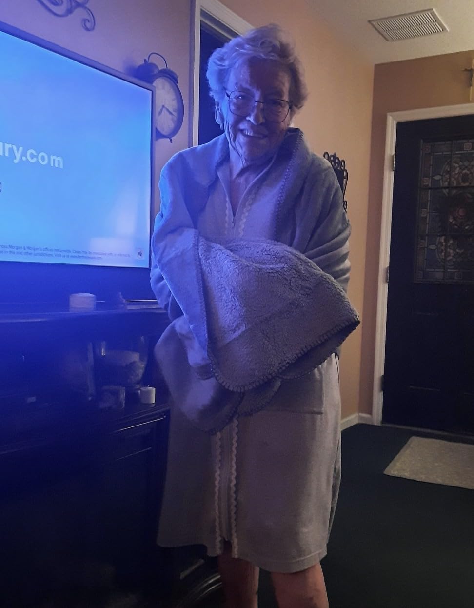 Premium Double Layer Poncho Blanket -No Sleeves Easy On Easy Off- Drape and Go- Top Christmas Gifts for Grandma, Gift for Mom and Elderly Women (Silver Grey) - Customer Photo 1