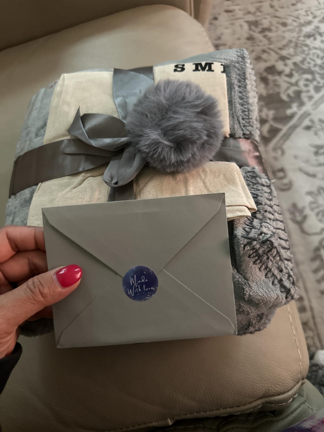Premium Double Layer Poncho Blanket -No Sleeves Easy On Easy Off- Drape and Go- Top Christmas Gifts for Grandma, Gift for Mom and Elderly Women (Silver Grey) - Customer Photo 2