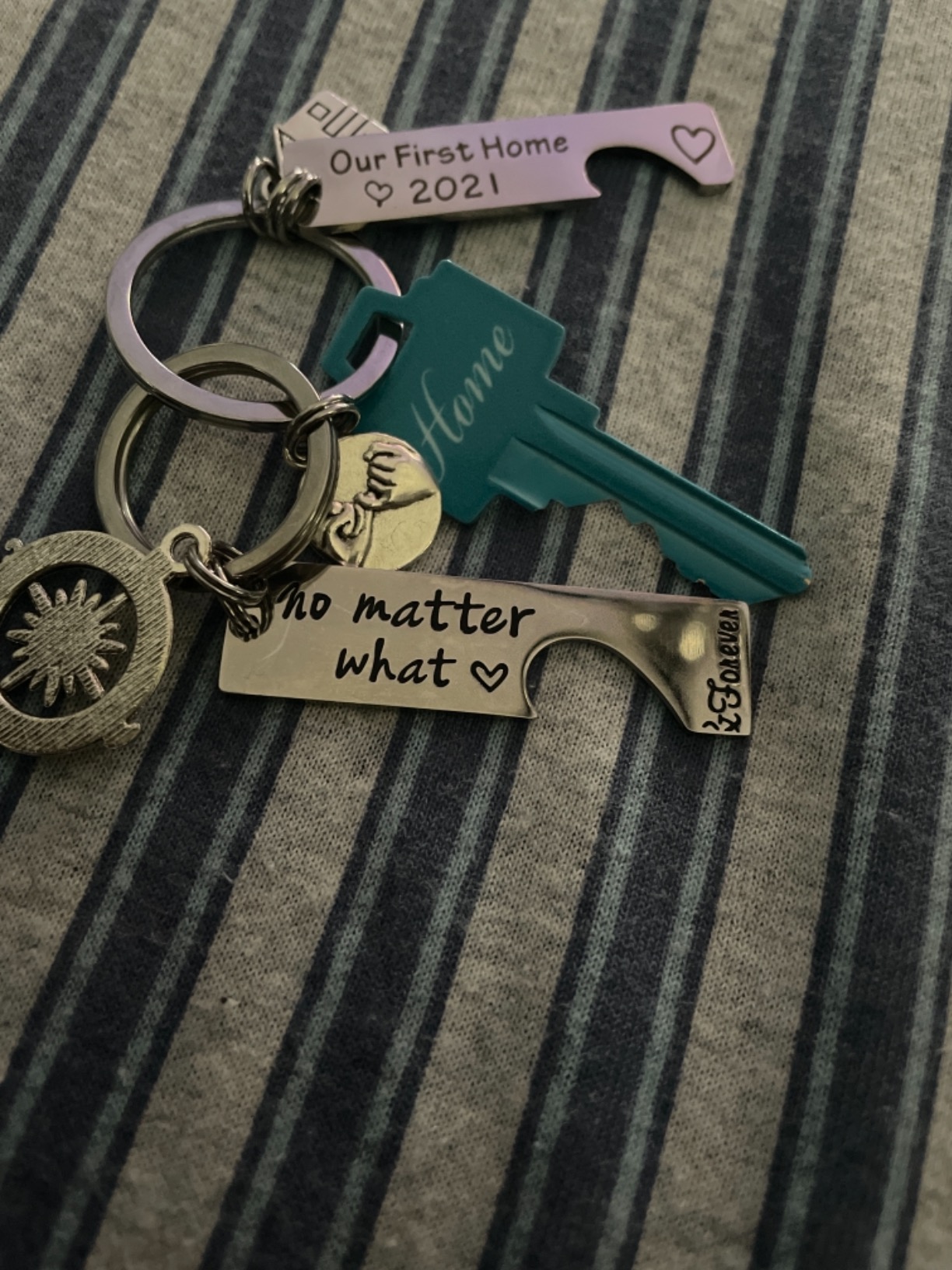 LParkin No Matter What No Matter Where Keychain Best Friend Long Distance Friendship Relationship Gift Polished Finish Set of 2 - Customer Photo 1