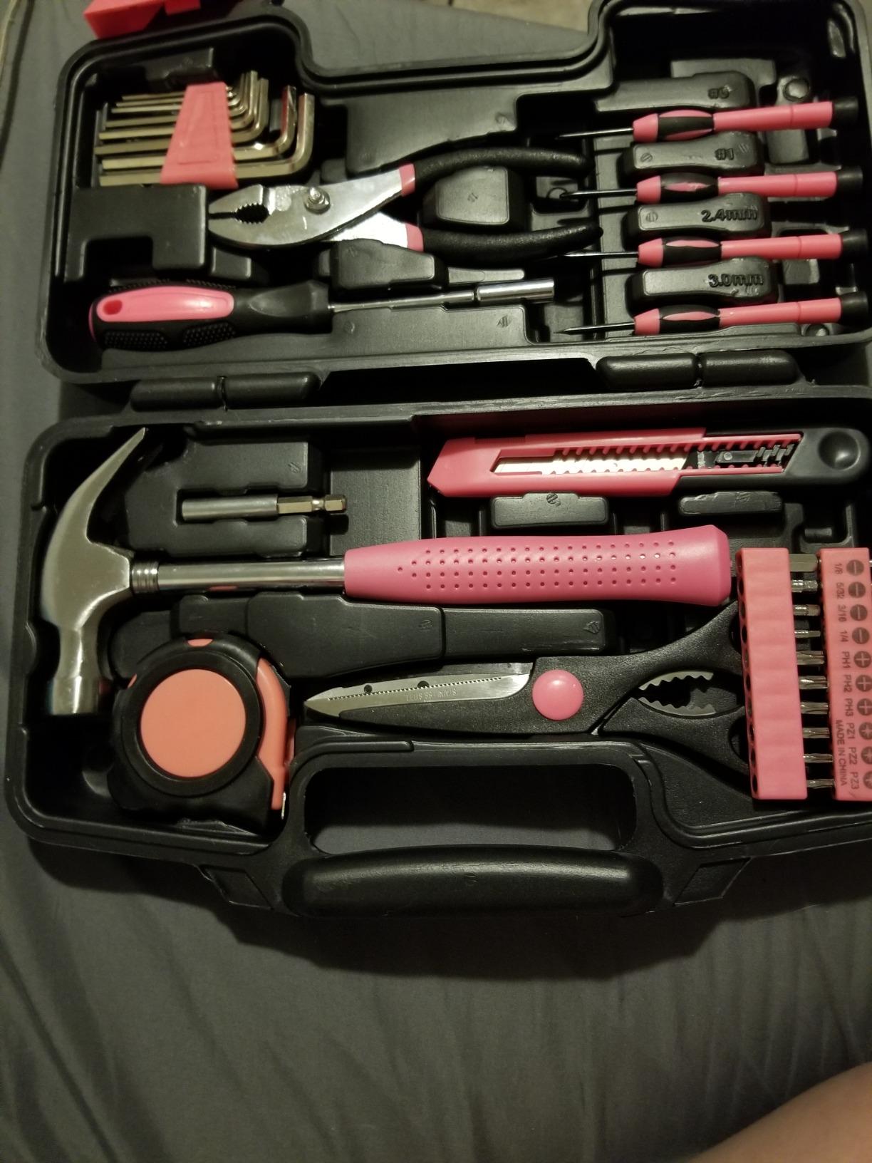40-Piece All Purpose Household Pink Tool Kit for Girls, Ladies and Women - Includes All Essential Tools for Home, Garage, Office and College Dormitory Use - Customer Photo 1