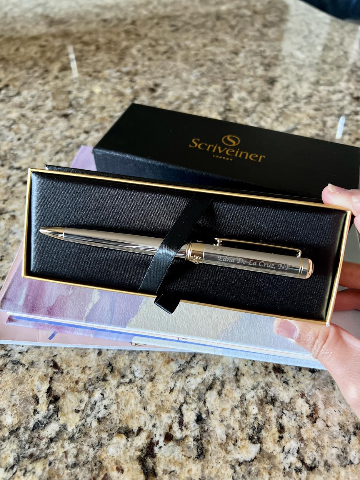 Scriveiner Midnight Blue Ballpoint Pen - Stunning Blue Lacquer Luxury Pen, Chrome Finish, Schmidt Black Refill, Best Ball Pen Gift Set for Men & Women, Professional Executive Office, Nice Designer Pen Customer Review Scriveiner Midnight Blue Ballpoint Pen - Stunning Blue Lacquer Luxury Pen, Chrome Finish, Schmidt Black Refill, Best Ball Pen Gift Set for Men & Women, Professional Executive Office, Nice Designer Pen - Customer Photo 2