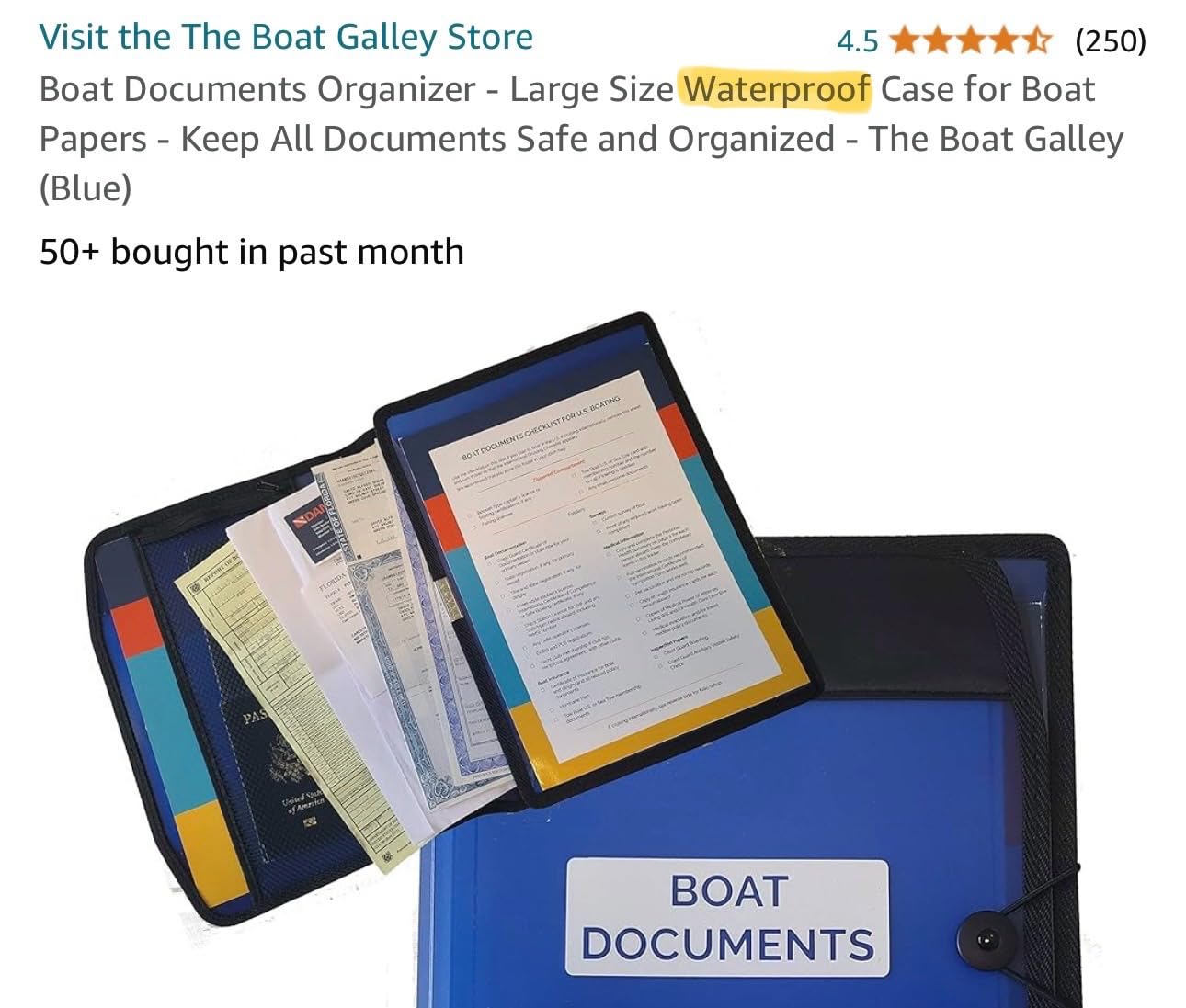 Boat Documents Organizer - Large Size Water Resistant Case for Boat Papers - Keep All Documents Safe and Organized - Boating Gifts for Men (Blue) Customer Review Boat Documents Organizer - Large Size Water Resistant Case for Boat Papers - Keep All Documents Safe and Organized - Boating Gifts for Men (Blue) - Customer Photo 1