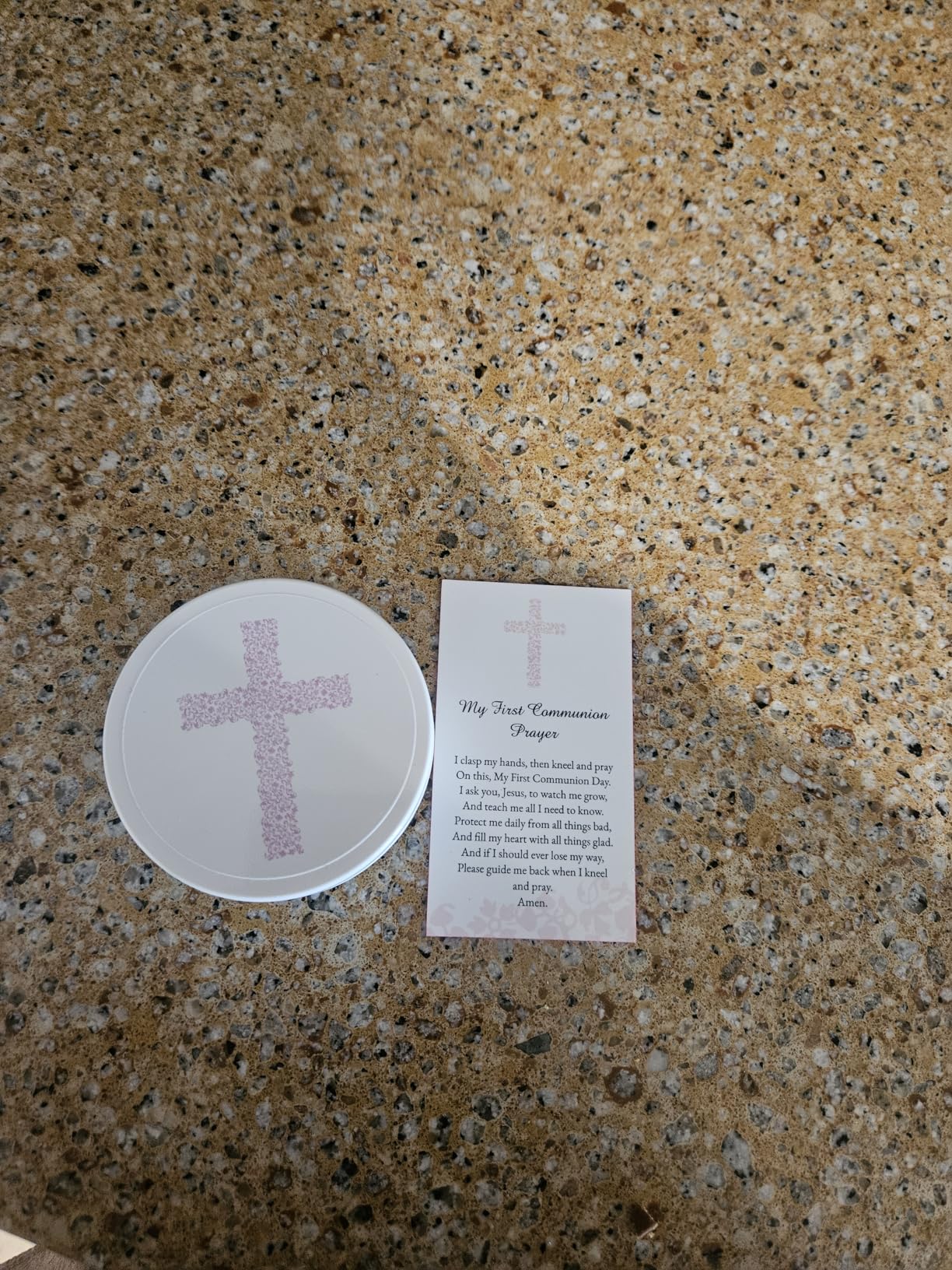 Westmon Works First Communion Rosary Set for Girls with Pink Rose Shaped Bead Case and Holy Card - Customer Photo 1