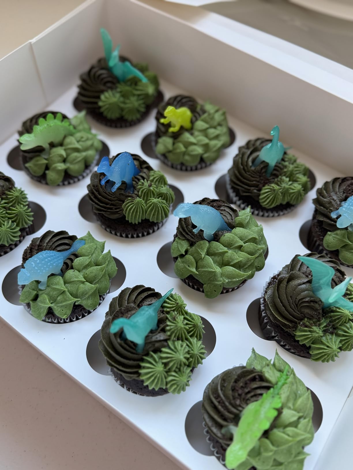 48Pcs Glow in Dark Mini Dinosaur Figures Birthday Party Favors Supplies Dino Cupcake Toppers Pinata Goodie Bags Stuffers Classroom Prizes Carnival Treasure Box Trinkets Bulk Toy Kids Goody Treat Gifts - Customer Photo 1