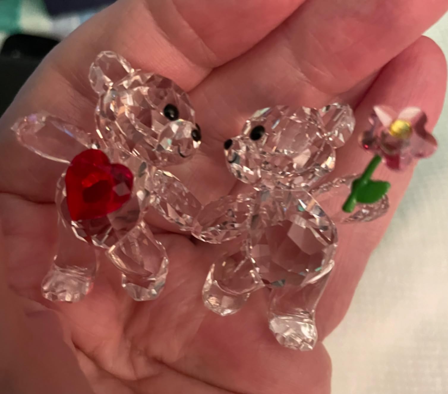 SWAROVSKI Kris Bears Happy Together Figurine Set, Clear Swarovski Crystal with a Red Heart and Pink Flower Accent, Part of the Swarovski Kris Bears Collection Customer Review SWAROVSKI Kris Bears Happy Together Figurine Set, Clear Swarovski Crystal with a Red Heart and Pink Flower Accent, Part of the Swarovski Kris Bears Collection - Customer Photo 2