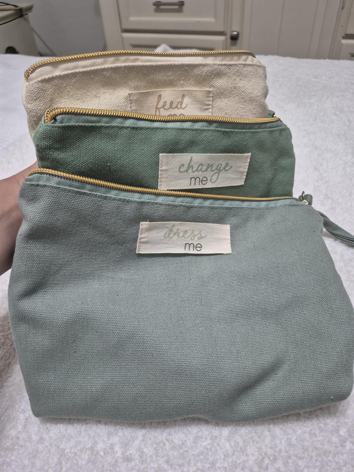 Pearhead Mommy and Baby Things Pouch Set – Canvas Zipper Organizer Bags for Diaper Bag, Travel, Hospital or Nursery Essentials, New Mom Gift Customer Review Pearhead Mommy and Baby Things Pouch Set – Canvas Zipper Organizer Bags for Diaper Bag, Travel, Hospital or Nursery Essentials, New Mom Gift - Customer Photo 1