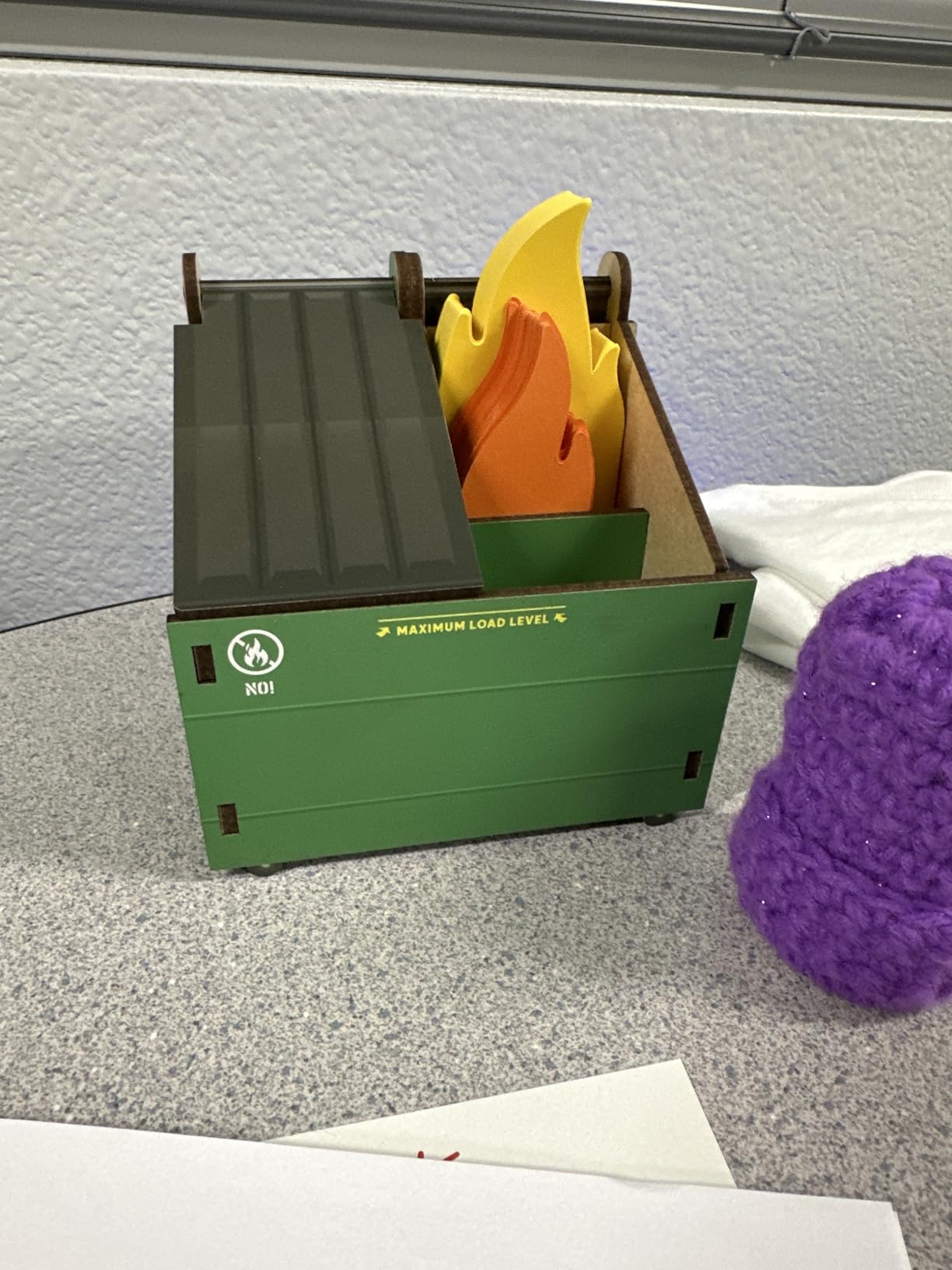 Genuine Fred Desk Dumpster Pencil Holder with 100+ Flame Note Cards, Funny 3-Compartment Organizer for Office Supplies, Desk Caddy for Work or Home - Customer Photo 1