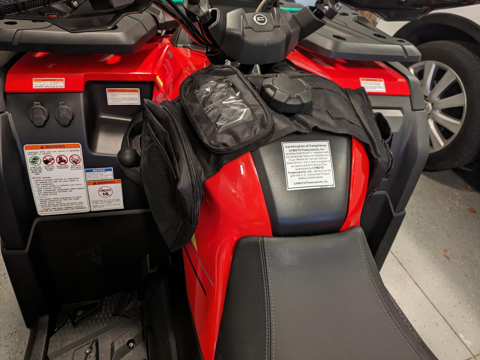 MYDAYS ATV Saddle Bag,Cargo Tank Phone Bag Storage Luggage for ATV UTV Snowmobile Motorcycle (Black1) - Customer Photo 1