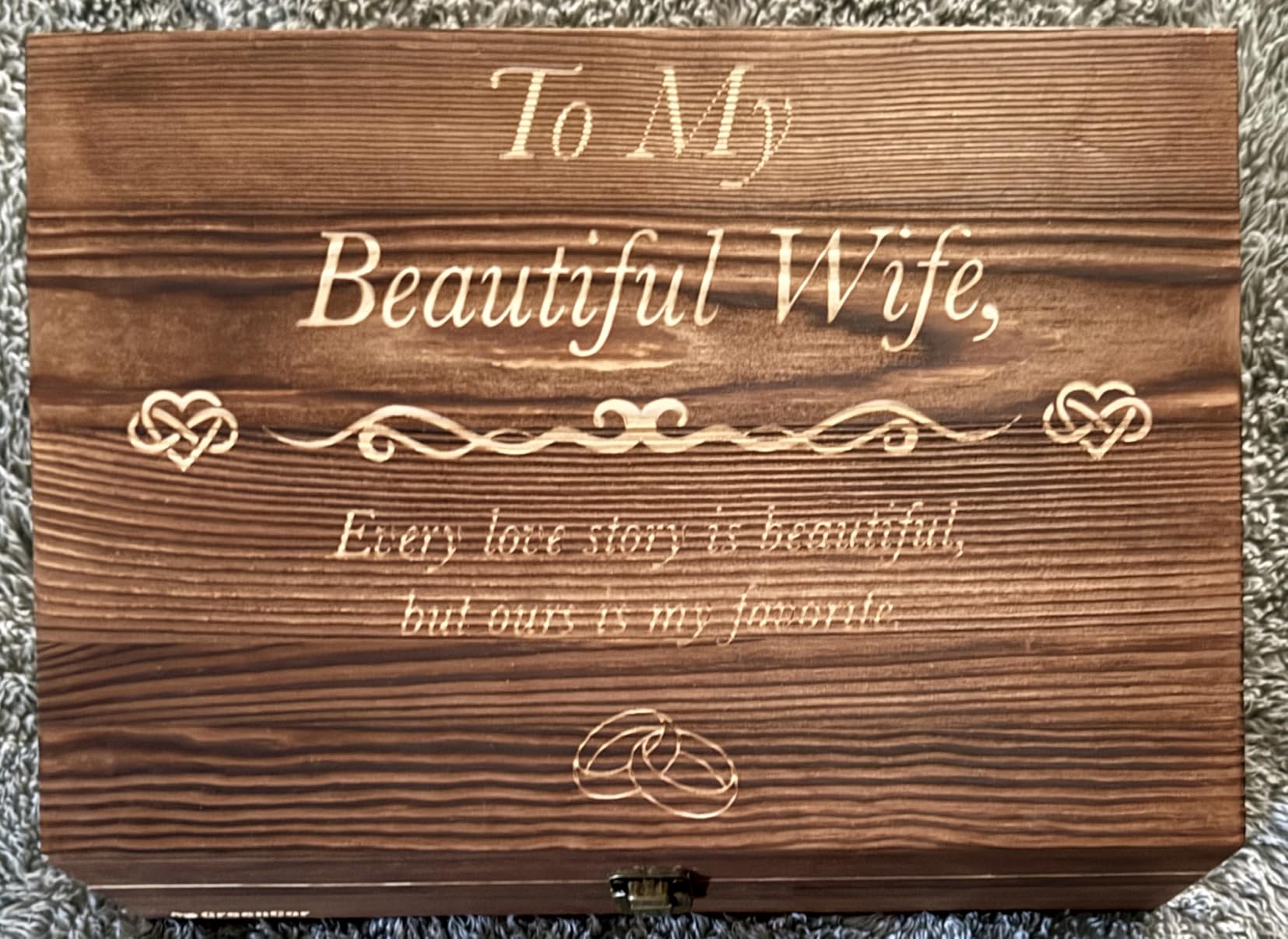 Christmas for Wife Engraved Wooden Gift Set 'To My Beautiful Wife' Includes Crystal Engraved Heart 24K Gold Dipped Rose for Birthday Gifts - Customer Photo 1