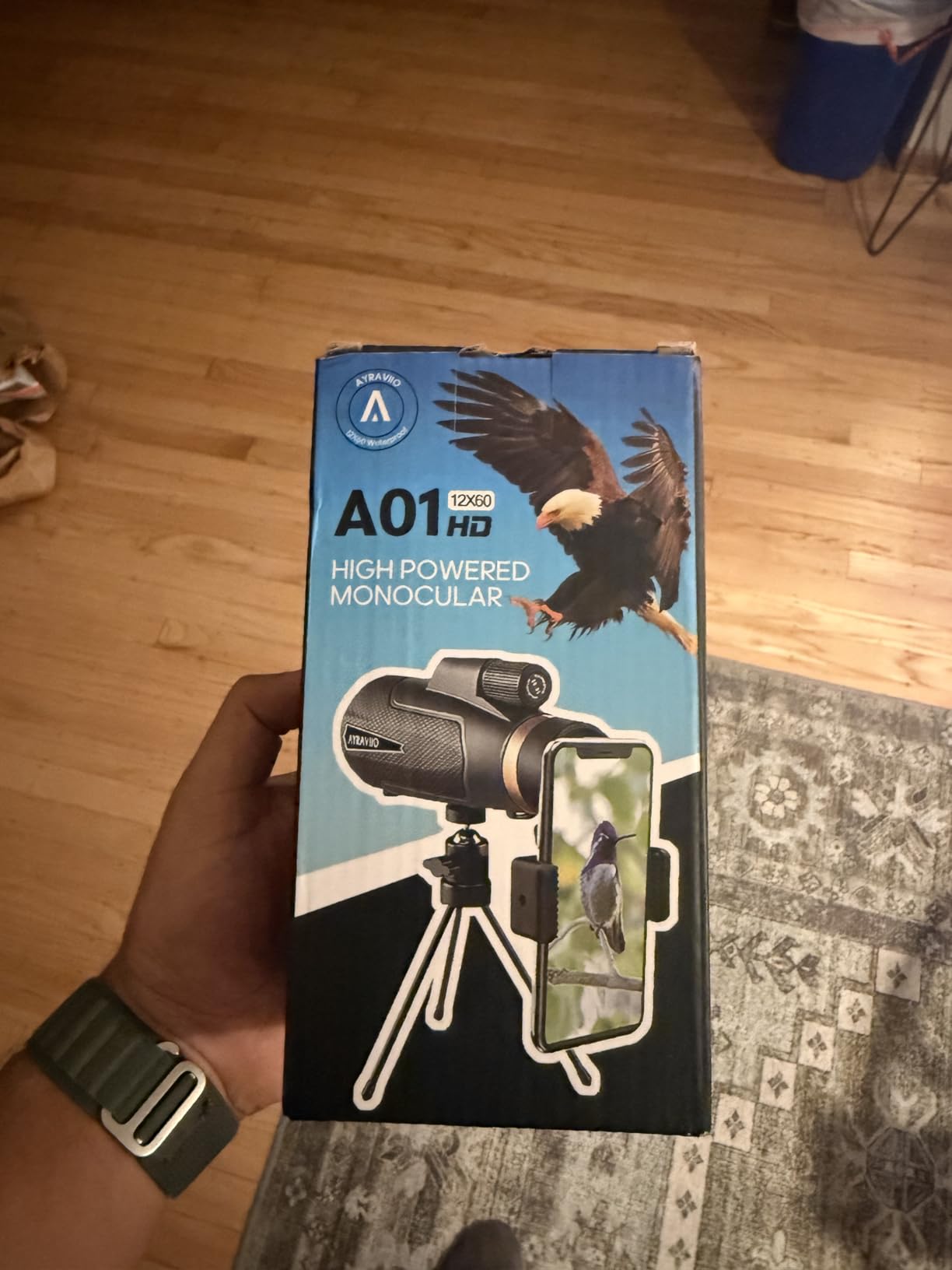 Birthday Gifts for Men Dad Husband Him, 12x60 Monocular Telescope with Smartphone Holder & Upgraded Tripod, High Powered SMC & BAK4 Scope, Gifts for Christmas, Outdoors Hiking Gifts - Customer Photo 1