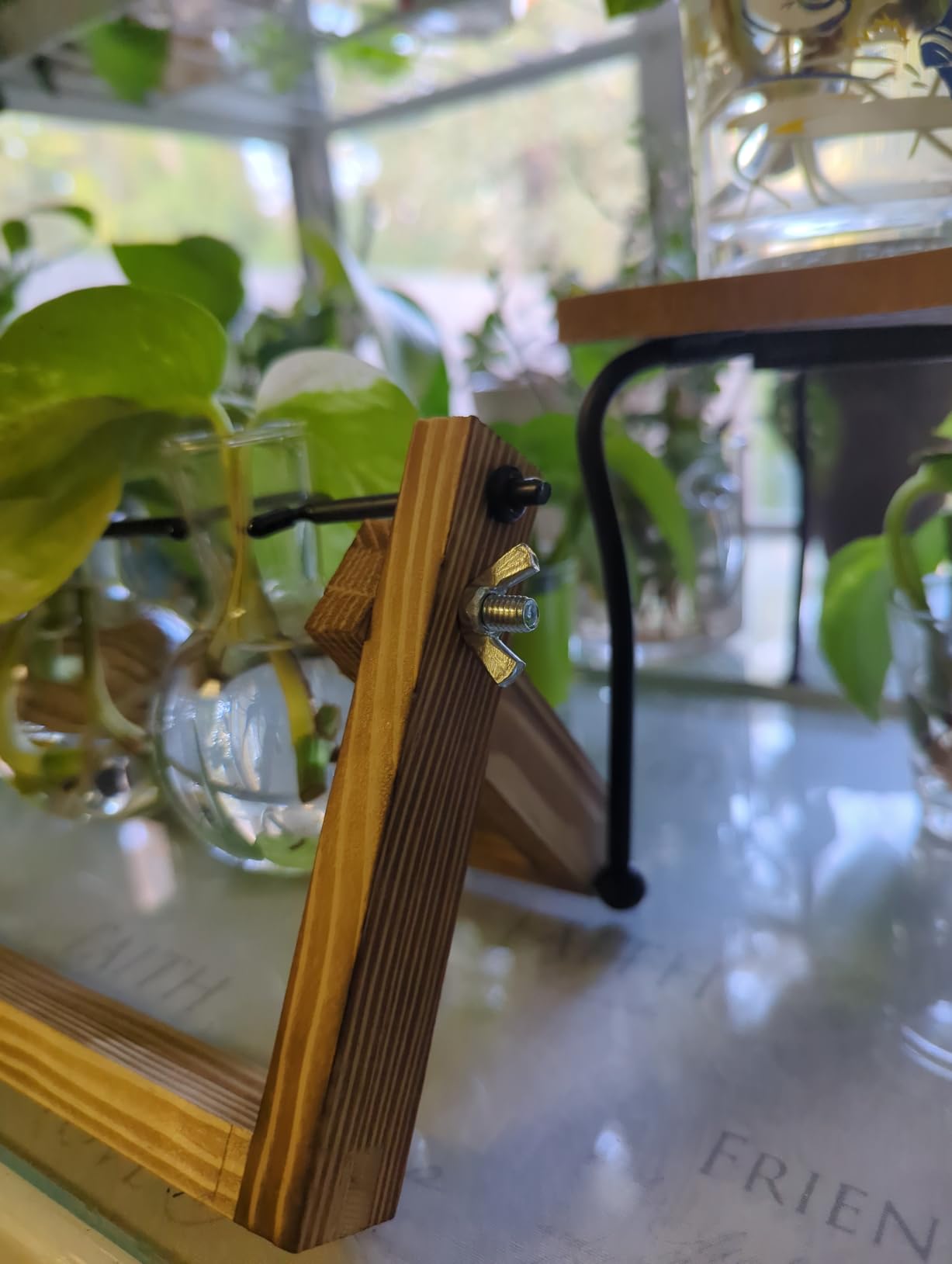 Plant Propagation Station, Plant Terrarium with Wooden Stand, Unique Gardening Birthday Gifts for Women Plants Lovers, Home Office Garden Decor Planter - 3 Bulb Glass Vases - Customer Photo 5