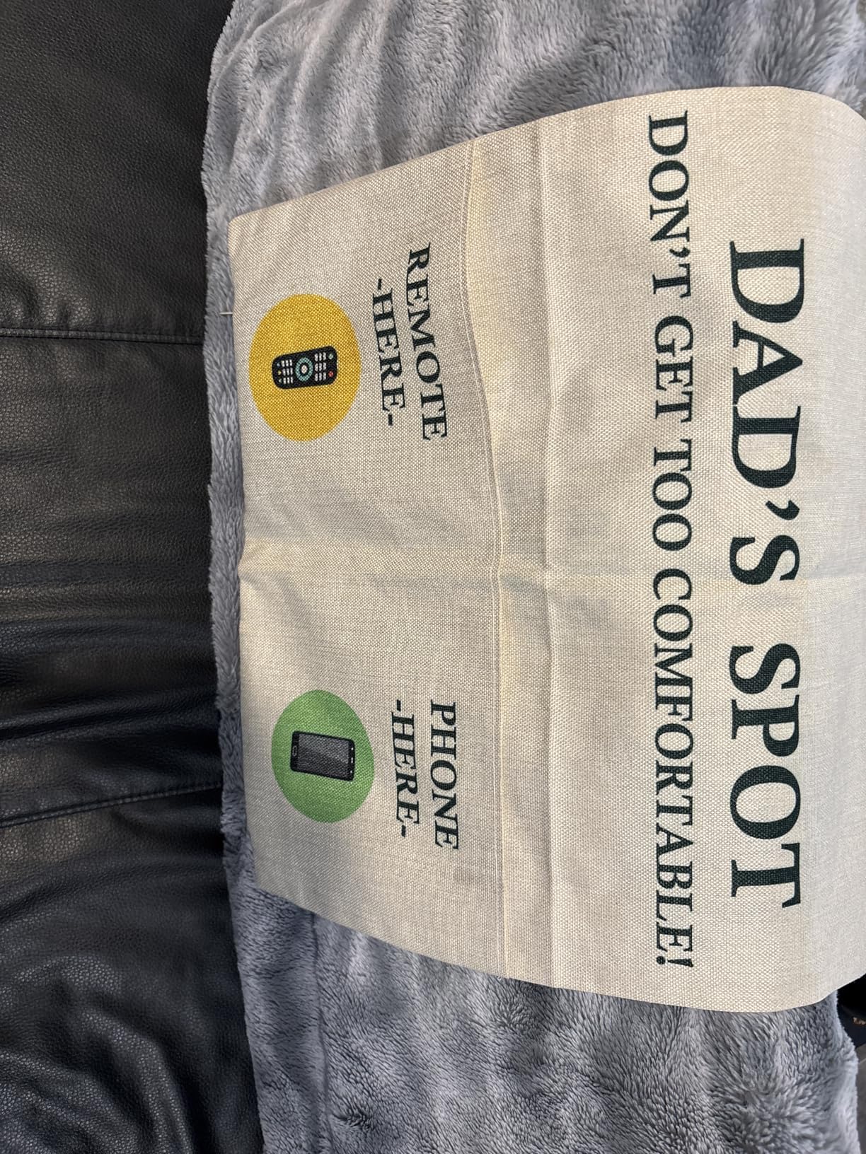 Grandpa Gifts,2-Pocket Grandpa's Spot Throw Pillow Covers 18x18 Inch + Engraved Spoon, Fathers Day Birthday Christmas Thanksgiving Day Gifts for Papa, Granddad - Customer Photo 1